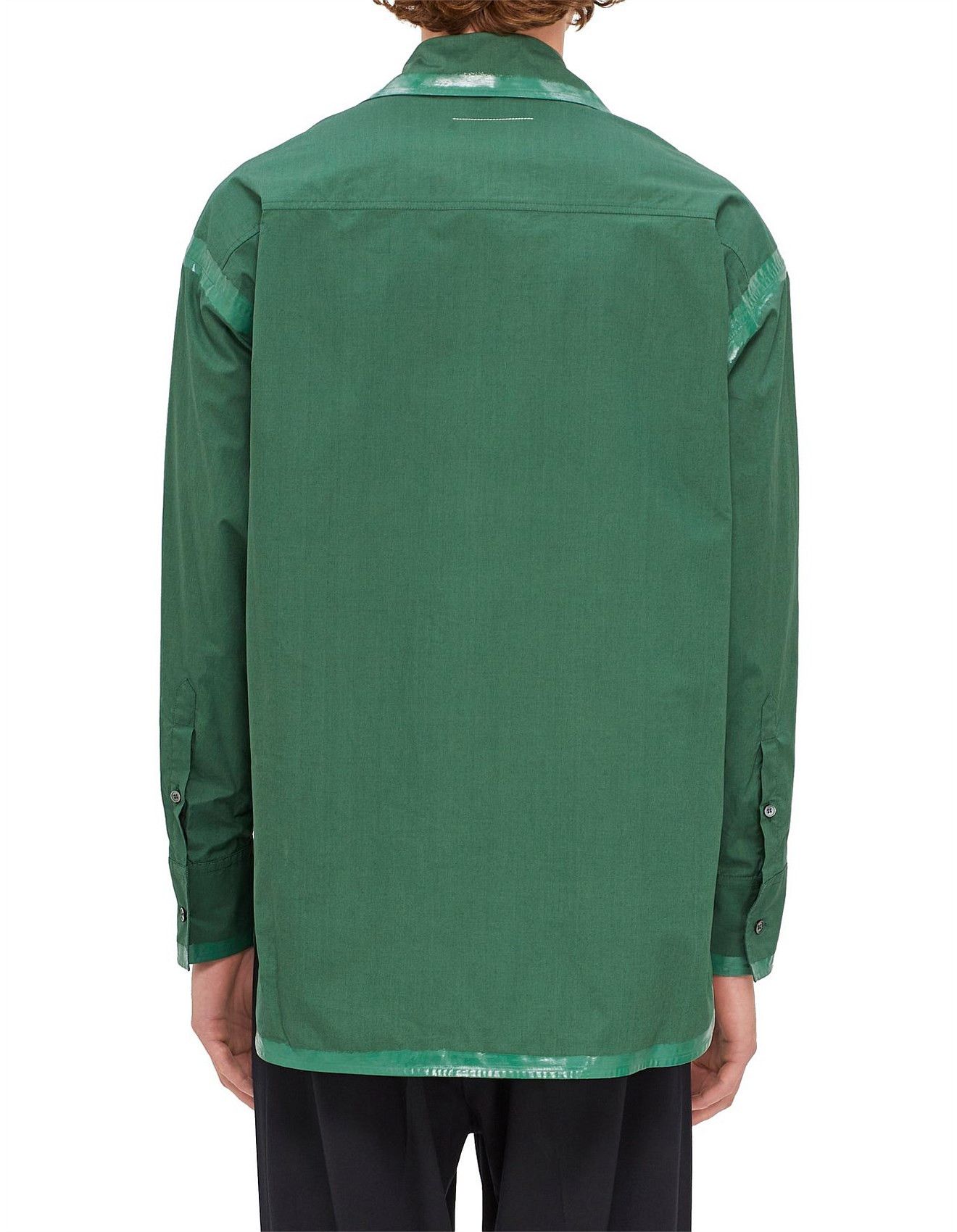 Maison Margiela o1mle0126 MM6 Logo Shirt in Green Size US M / EU 48-50 / 2 - 2 Thumbnail