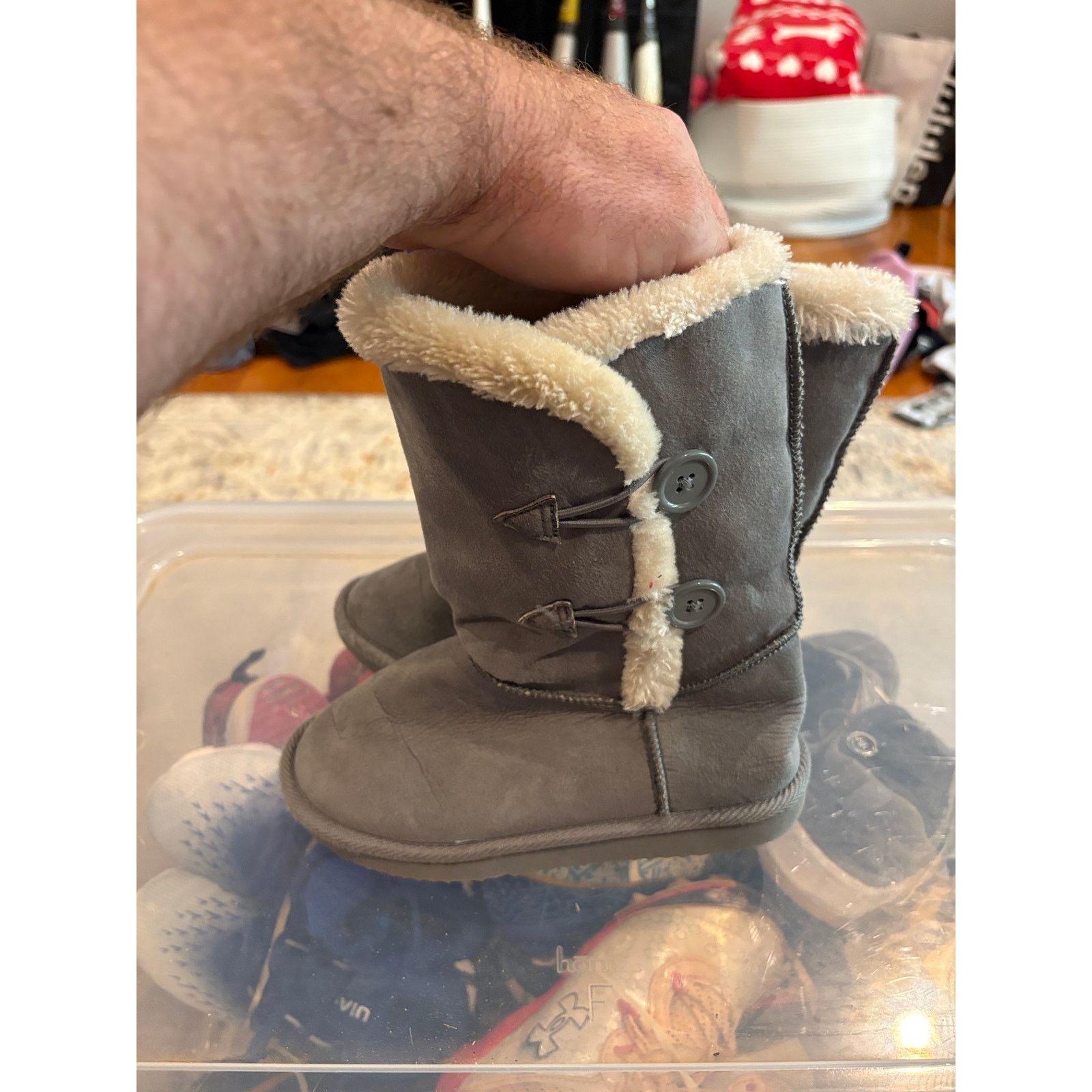 Old Navy Old Navy Tall Grey Faux Suede Boots Women’s Size 2 Shearling Size US 4 / IT 34 - 3 Thumbnail