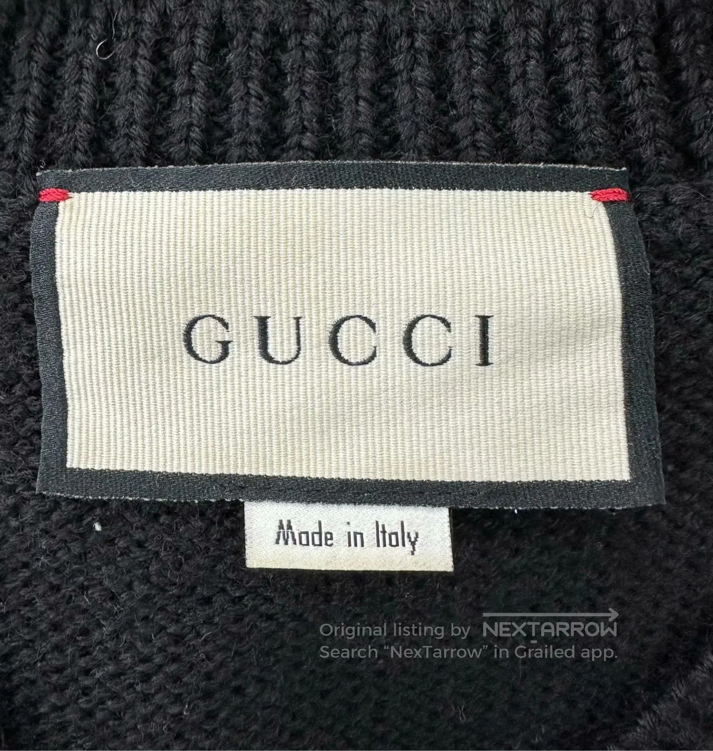 Gucci Guicci Black Collegiate Bee V-neck Knit Sweater| Size US S / EU 44-46 / 1 - 3 Thumbnail