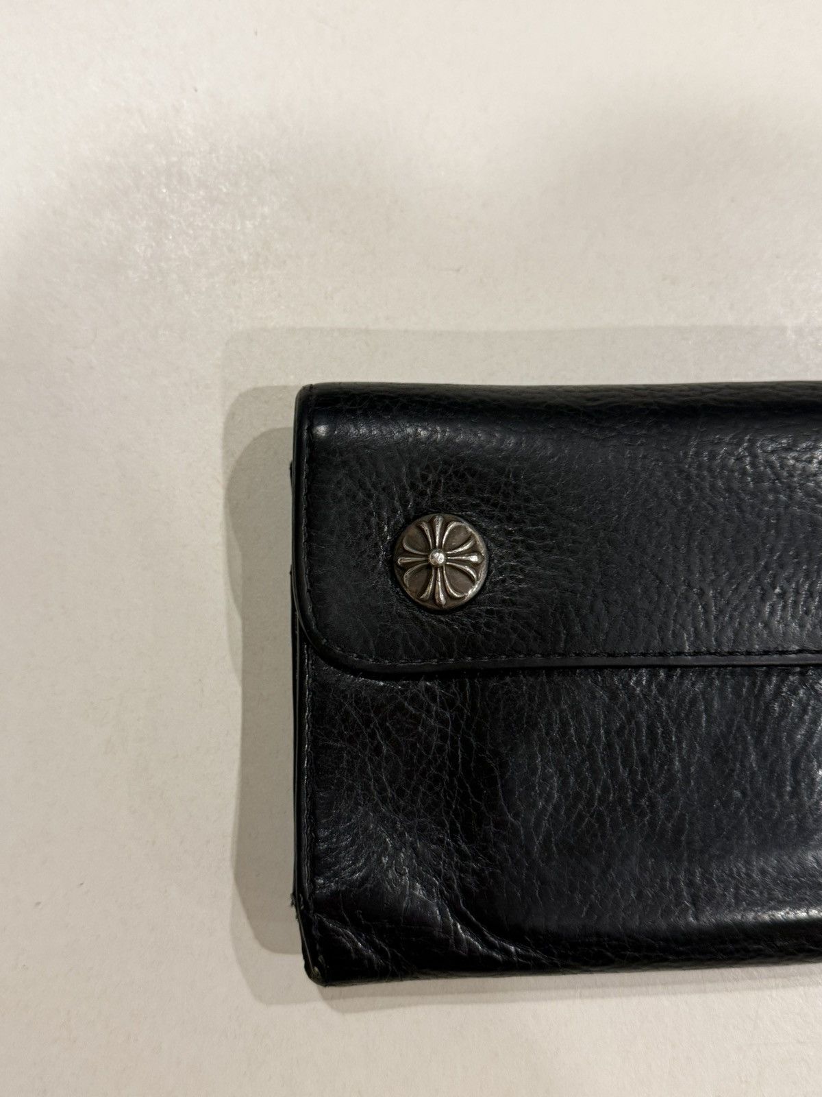 Chrome Hearts Chrome Hearts Black Leather Wave Wallet Silver Cross Balls Size ONE SIZE - 4 Thumbnail