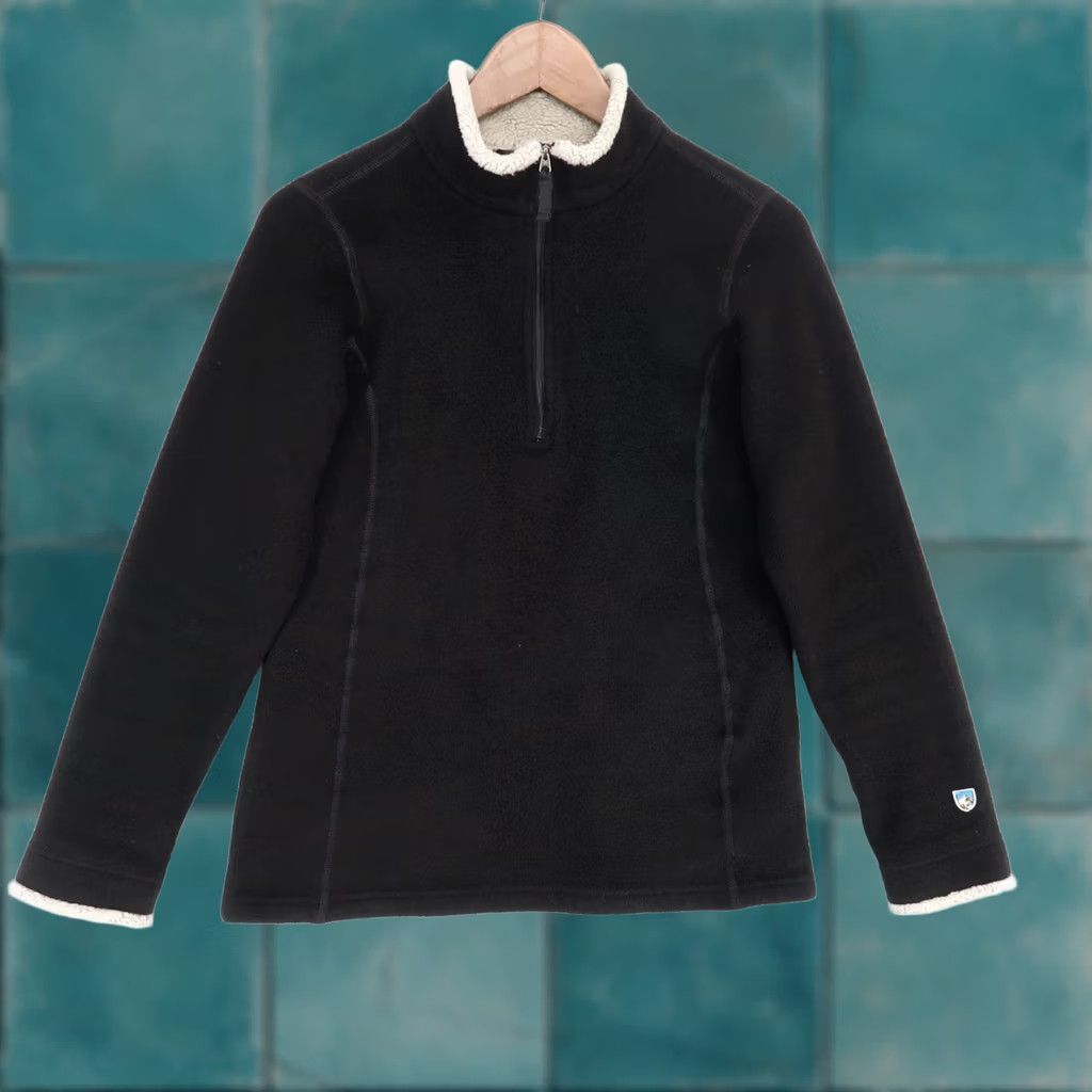 Vintage Kuhl Alyssa Pullover Womens S Black Alfpaca Fleece Quarter Zip Sherpa Lined Jacket Size S / US 4 / IT 40 - 1 Thumbnail