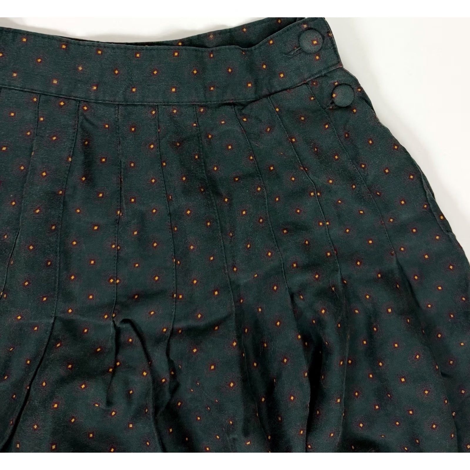 Gap VINTAGE Gap Mini Skirt Womens Small Forest Green Pleated High Waist 80s 90s Size 26" / US 2 / IT 38 - 3 Thumbnail