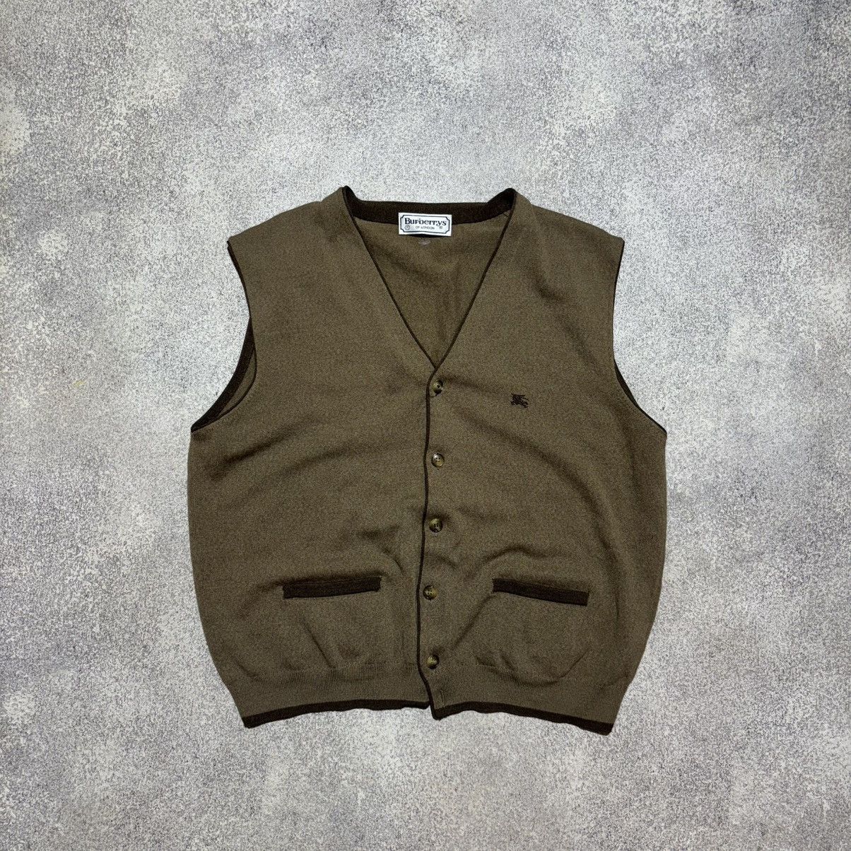 Burberry × Vintage Vintage Burberrys Wool Sweater Vest Mens L Brown Size US M / EU 48-50 / 2 - 1 Thumbnail
