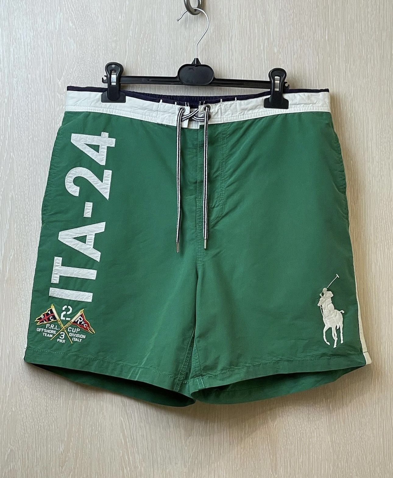 Polo Ralph Lauren × Ralph Lauren × Vintage Vintage green Italy Polo Ralph Lauren shorts big logo rare L Size US 34 / EU 50 - 1 Thumbnail