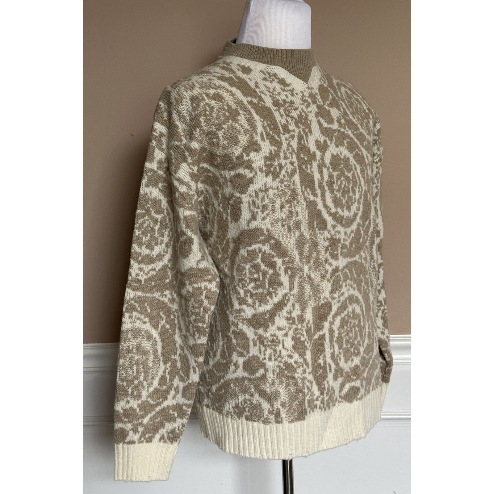 Versace Versace Barocco Wool Knit Sweater Beige 40 US 1013400 Size US M / EU 48-50 / 2 - 5 Thumbnail