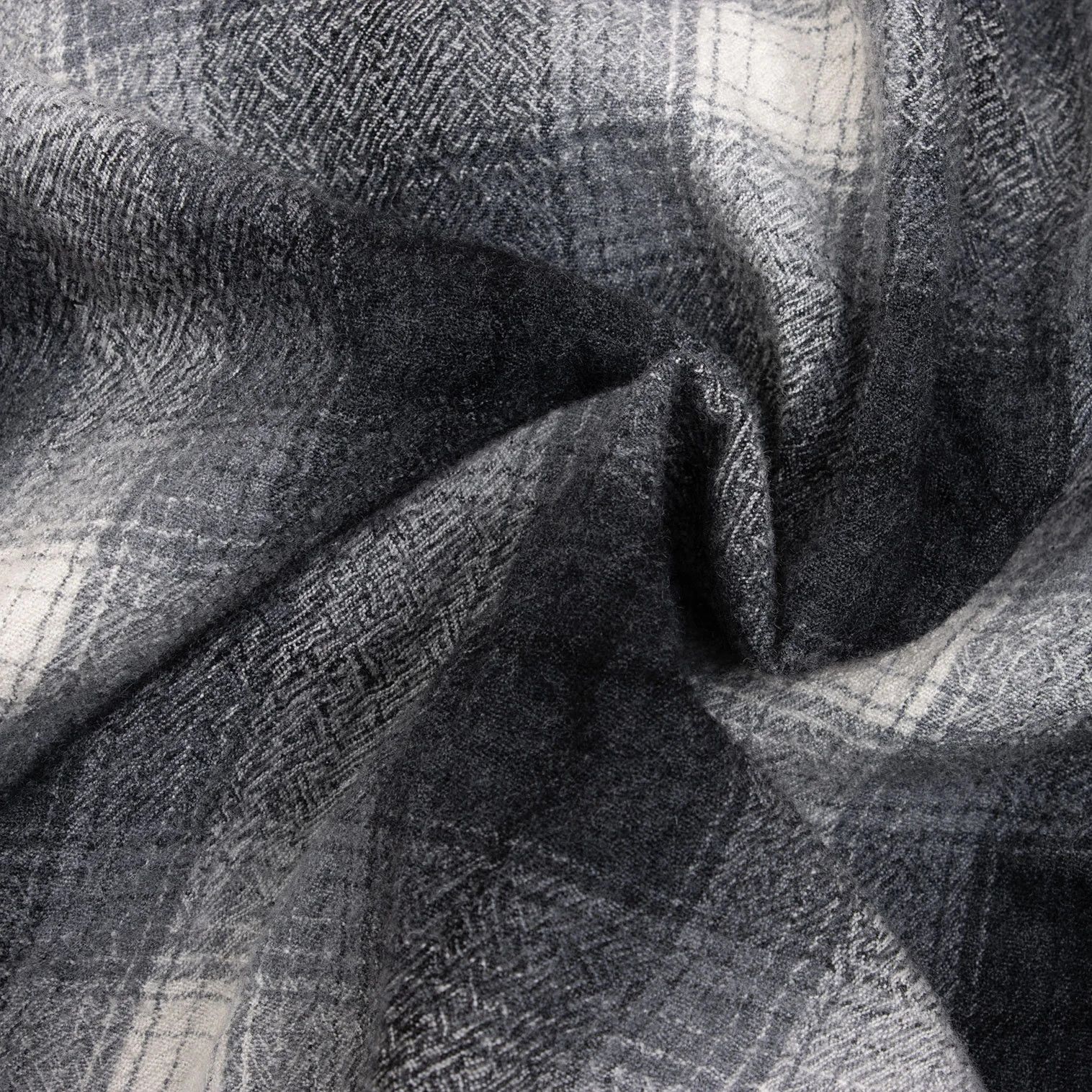 Ganryu Wool Ombre Check Flannel Shirt in Gray Off, Size S Size US S / EU 44-46 / 1 - 11 Thumbnail