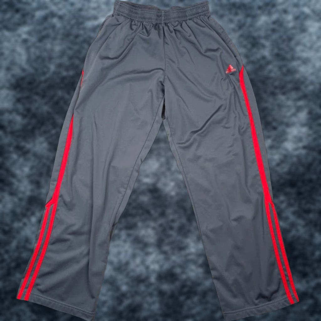 Adidas Adidas Track Pants Mens Size Medium Gray Red Athletic Warm Up 027344 AAL001 Size US 31 - 1 Thumbnail