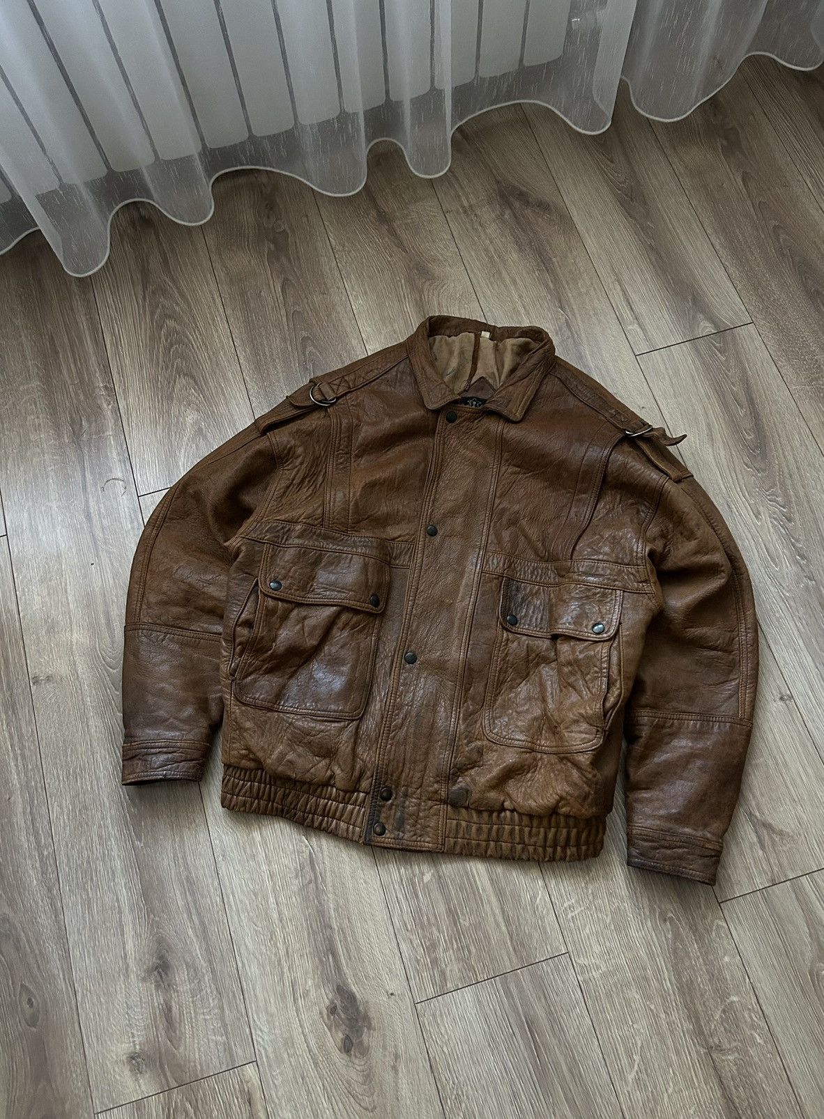 Vintage Vintage Real Leather bombers jacket mens y2k oversized Size US XL / EU 56 / 4 - 1 Thumbnail