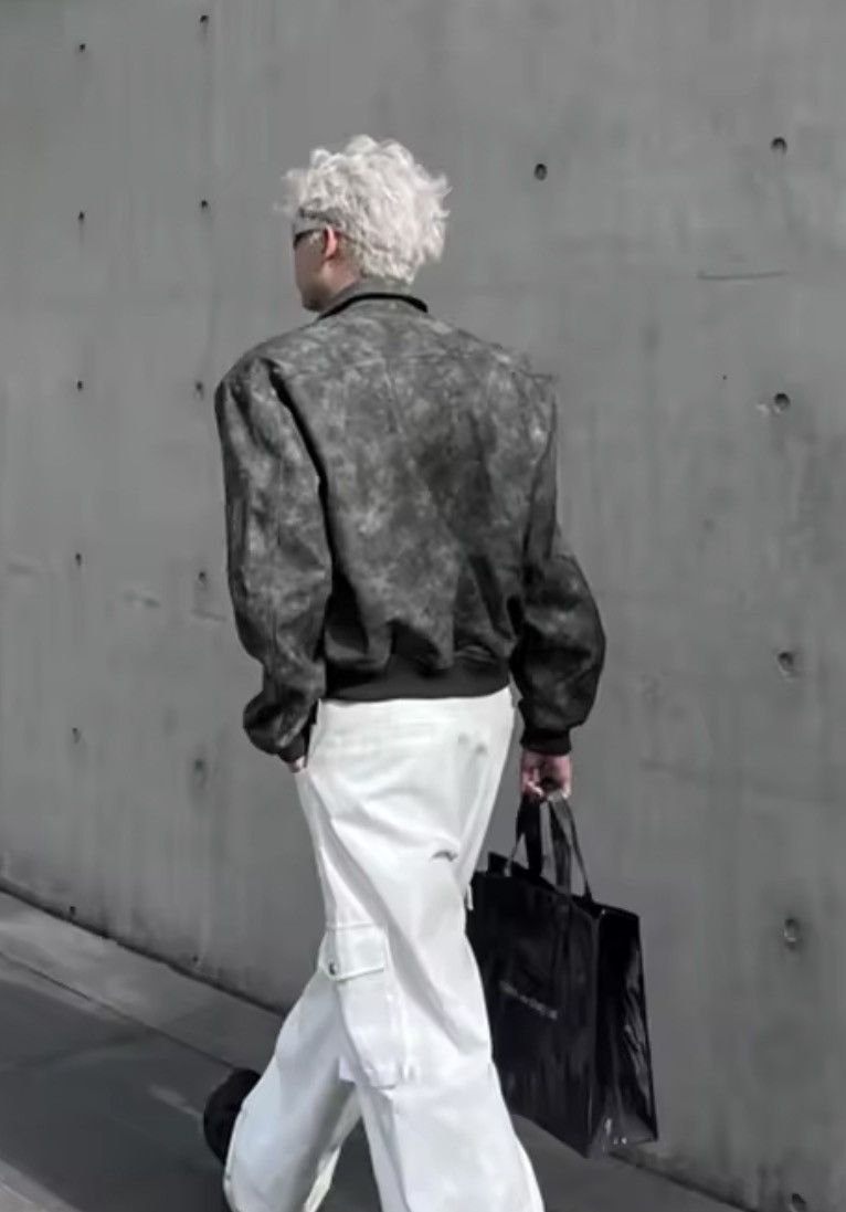 Japanese Brand Faded Suede Cropped Bomber PU Leather Jacket Size US XL / EU 56 / 4 - 2 Thumbnail