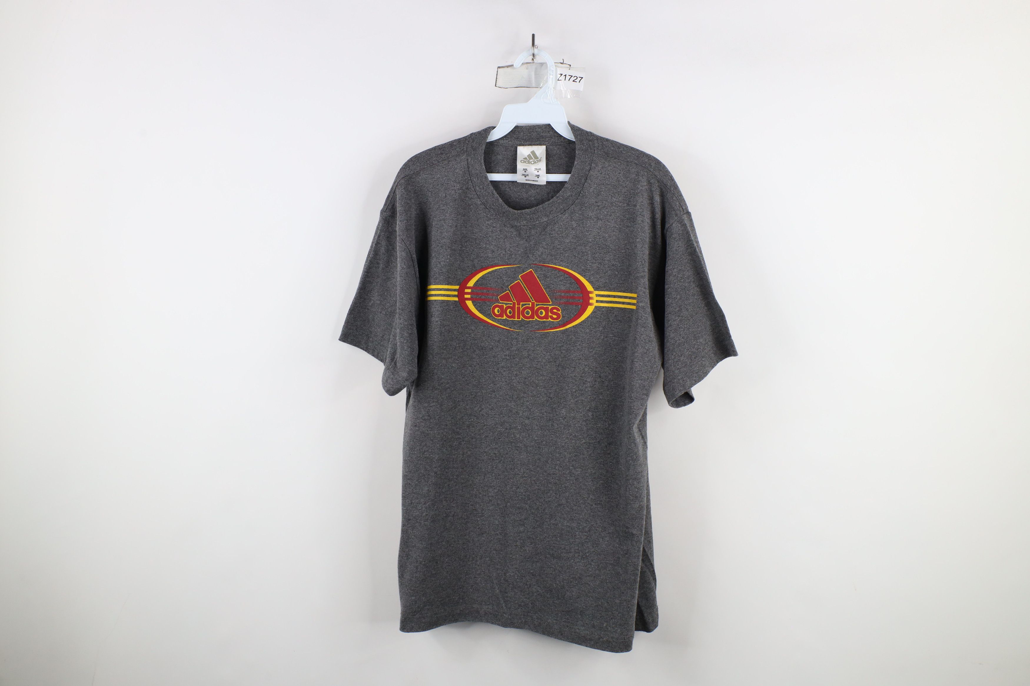 Adidas × Vintage Vintage Y2K 2005 Adidas Striped Short Sleeve T-Shirt Gray Size US M / EU 48-50 / 2 - 1 Thumbnail