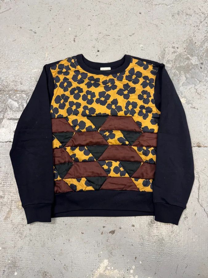 Dries Van Noten Dries Van Noten Navy Flowers Hybrid Bohemian Sweater Size XS / US 0-2 / IT 36-38 - 1 Thumbnail