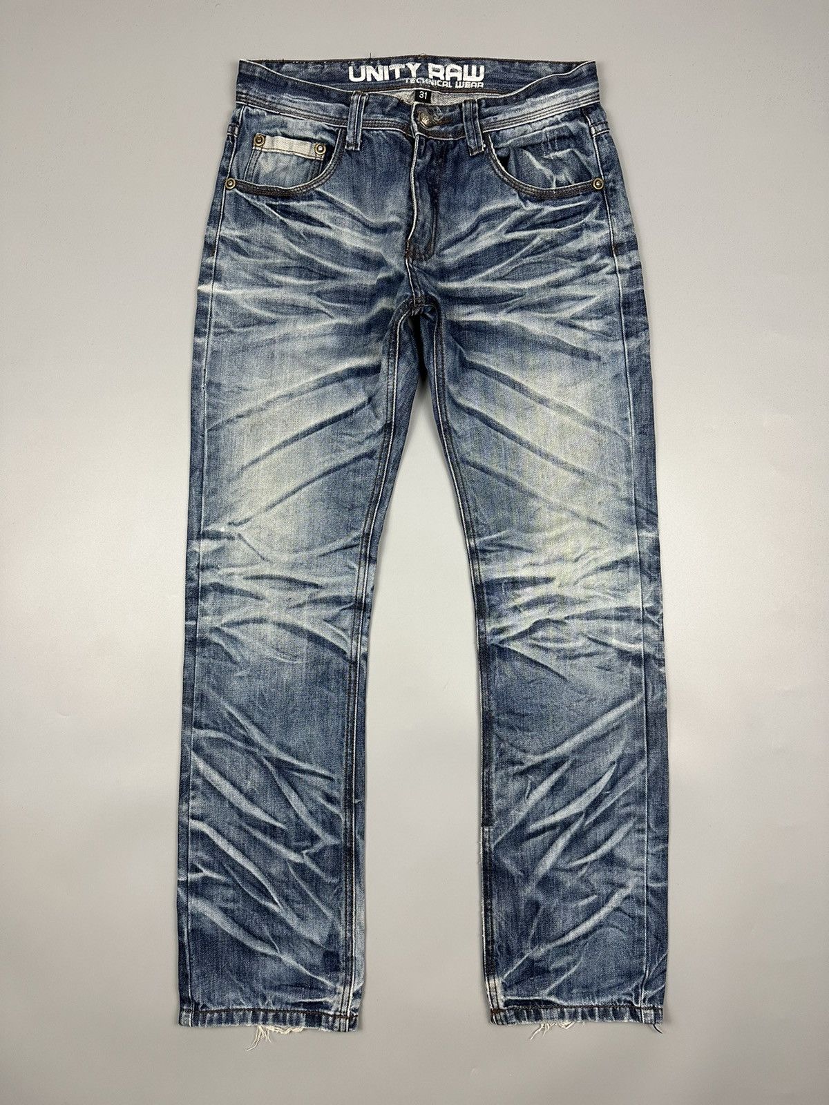 If Six Was Nine × Le Grande Bleu (L.G.B.) Distressed Unity Raw Whiskered Denim Size US 31 - 1 Thumbnail