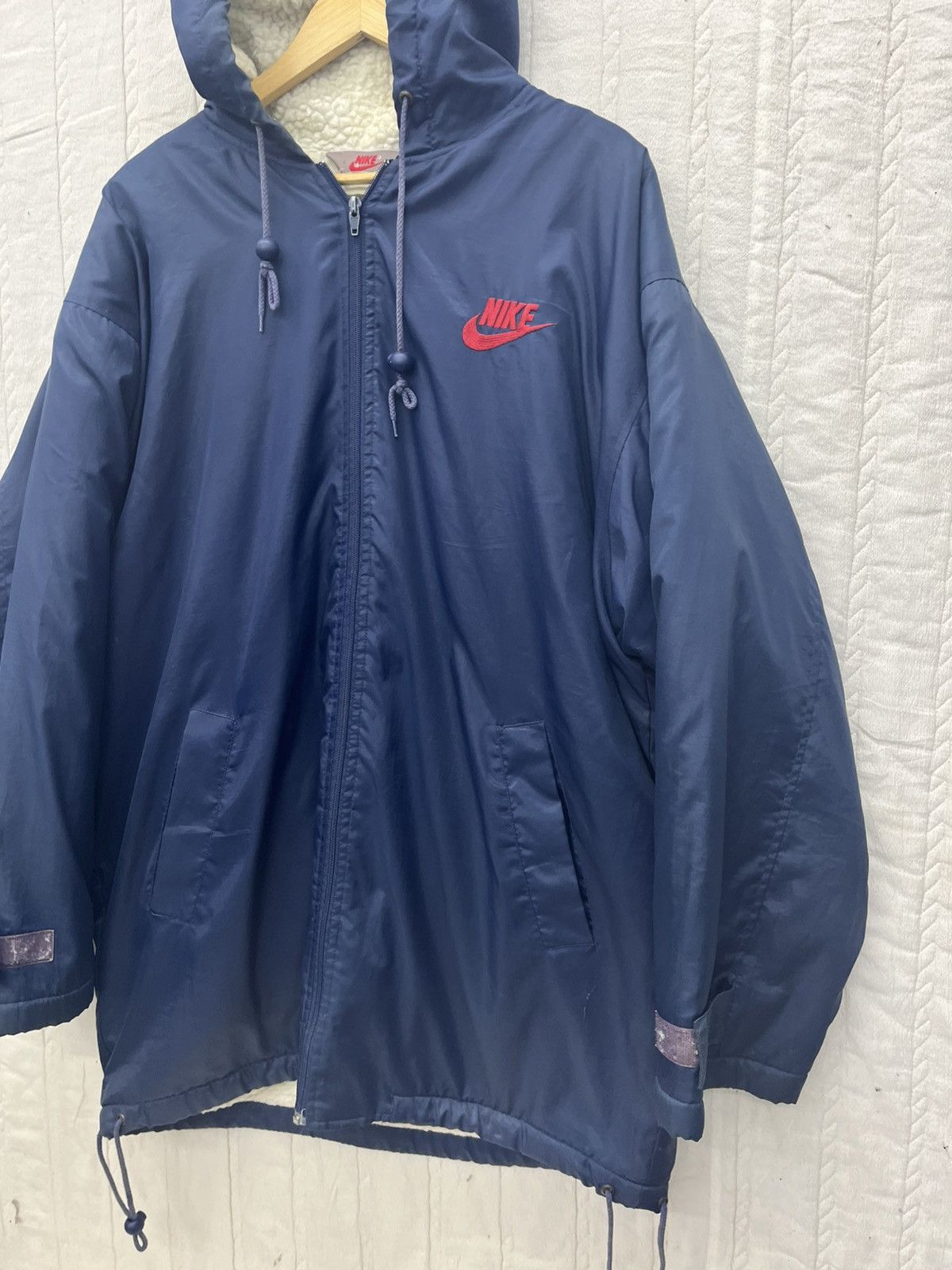 Japanese Brand × Nike × Vintage ARCHIVES🔥NIKE SWOOSH BACK HIT SHEARLING JACKET HOODED Size US L / EU 52-54 / 3 - 5 Thumbnail
