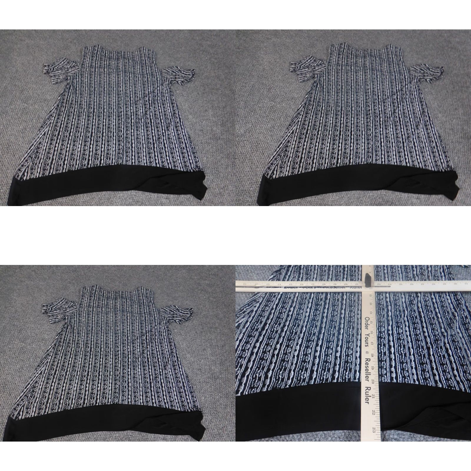 Vintage Rafaella Blouse Womens S Black Striped Crew Neck Short Sleeve Pullover Stretch Regular Button Polyester Rayon Lightweight Casual Shirt Size S / US 4 / IT 40 - 8 Thumbnail