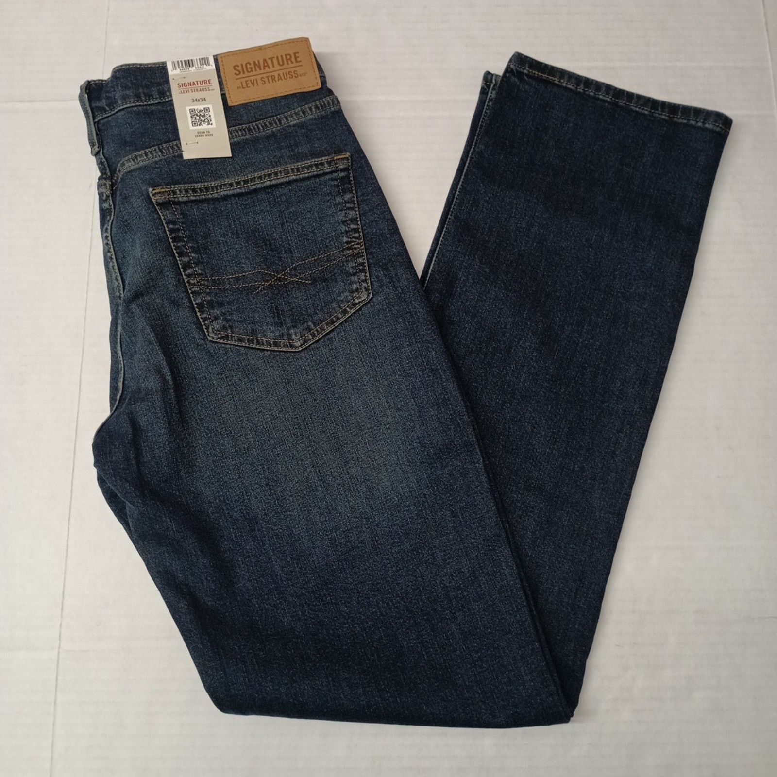 Levi's Signature By Levi Straight Jeans Men's 34x34 Blue Denim Flex Size US 34 / EU 50 - 1 Thumbnail