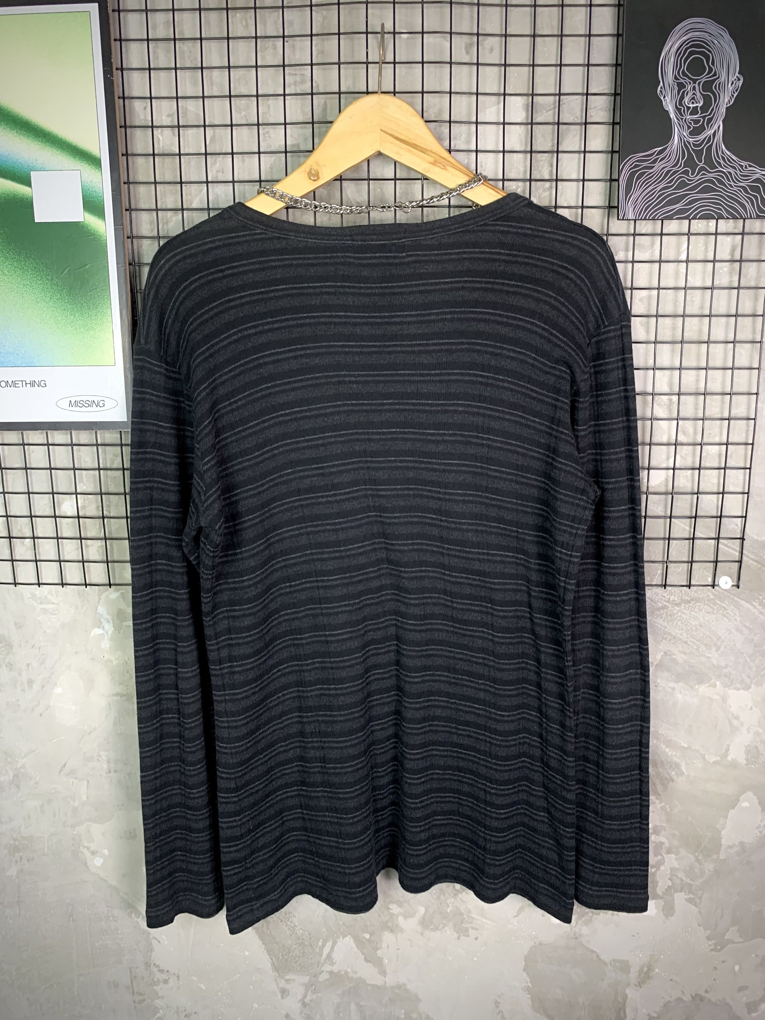 Tete Homme Tete Homme Grunge Striped Button Up Vneck Cardigans Size US L / EU 52-54 / 3 - 5 Thumbnail
