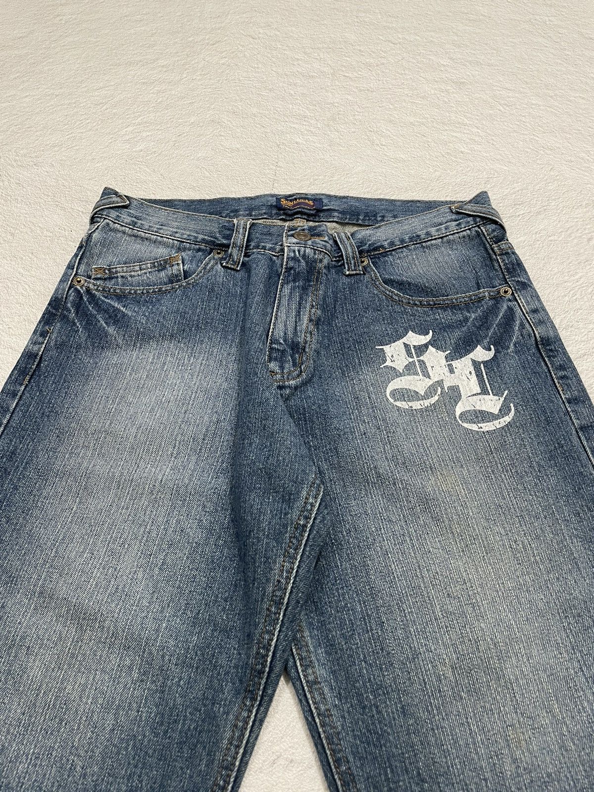 Le Grande Bleu (L.G.B.) 2000s Sunlucas Embellished Denim Jorts Detailed Back Pockets Size US 30 / EU 46 - 2 Thumbnail