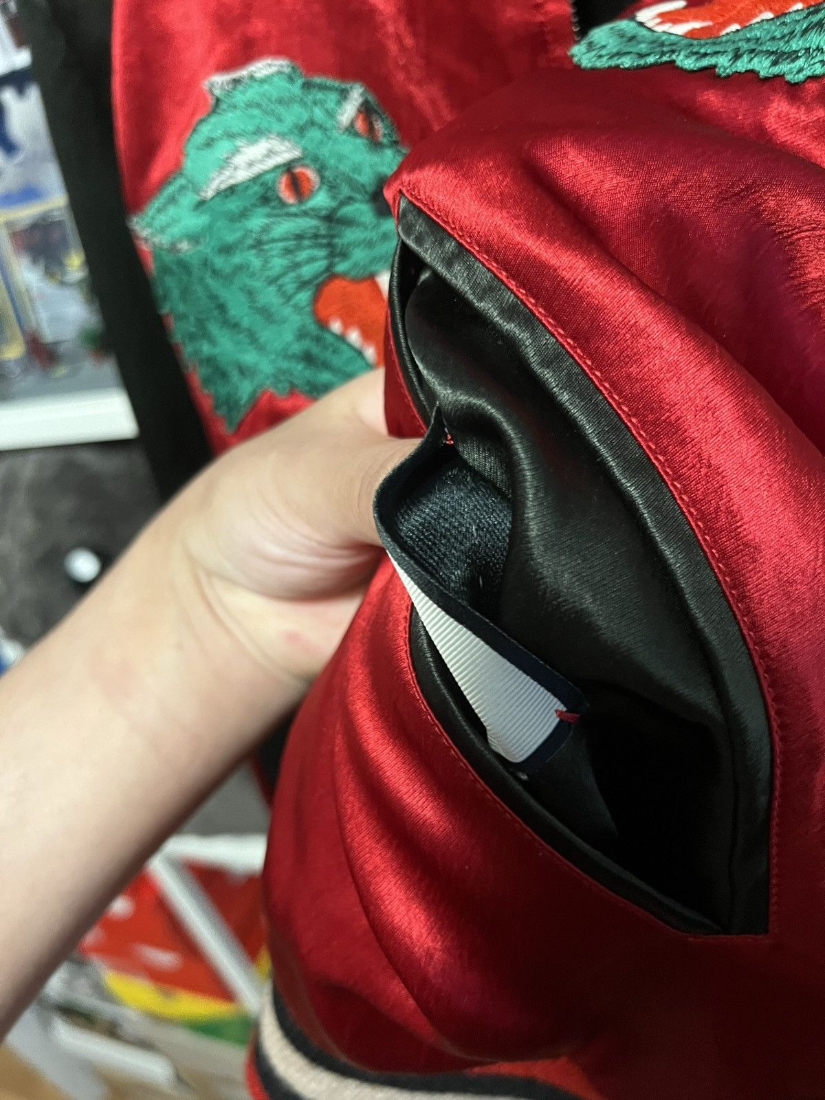 Gucci Gucci Bomber Black Red Brown Satin Size US M / EU 48-50 / 2 - 4 Thumbnail