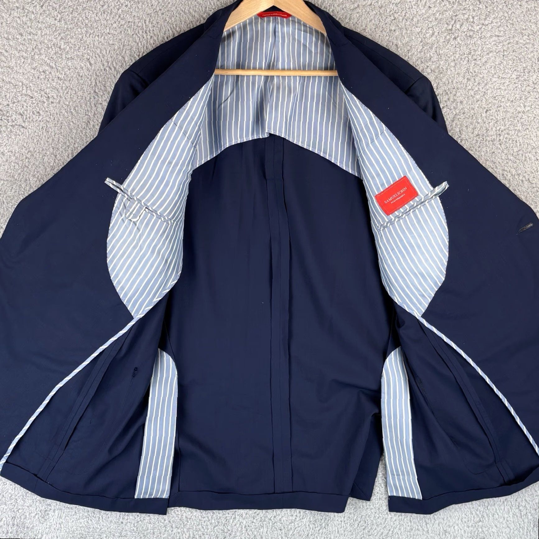 Vintage Samuelsohn Performance Blazer Mens 46 Tall Navy 100% Wool Sport Coat Jacket Blazer Size 46R - 4 Thumbnail