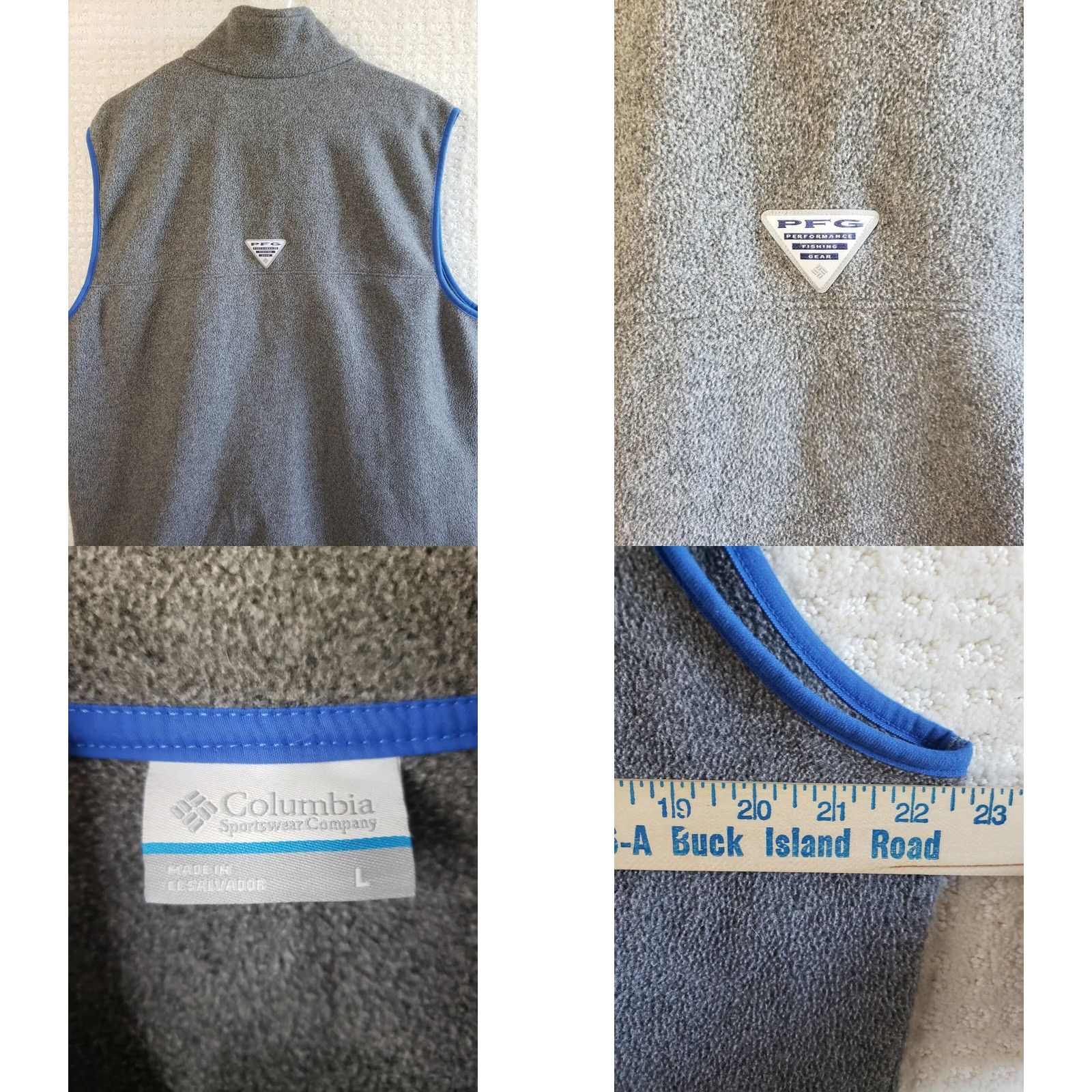 Vintage Columbia PFG Vest L Gray Fleece Full Zip Blue Trim Men's Size US L / EU 52-54 / 3 - 8 Thumbnail