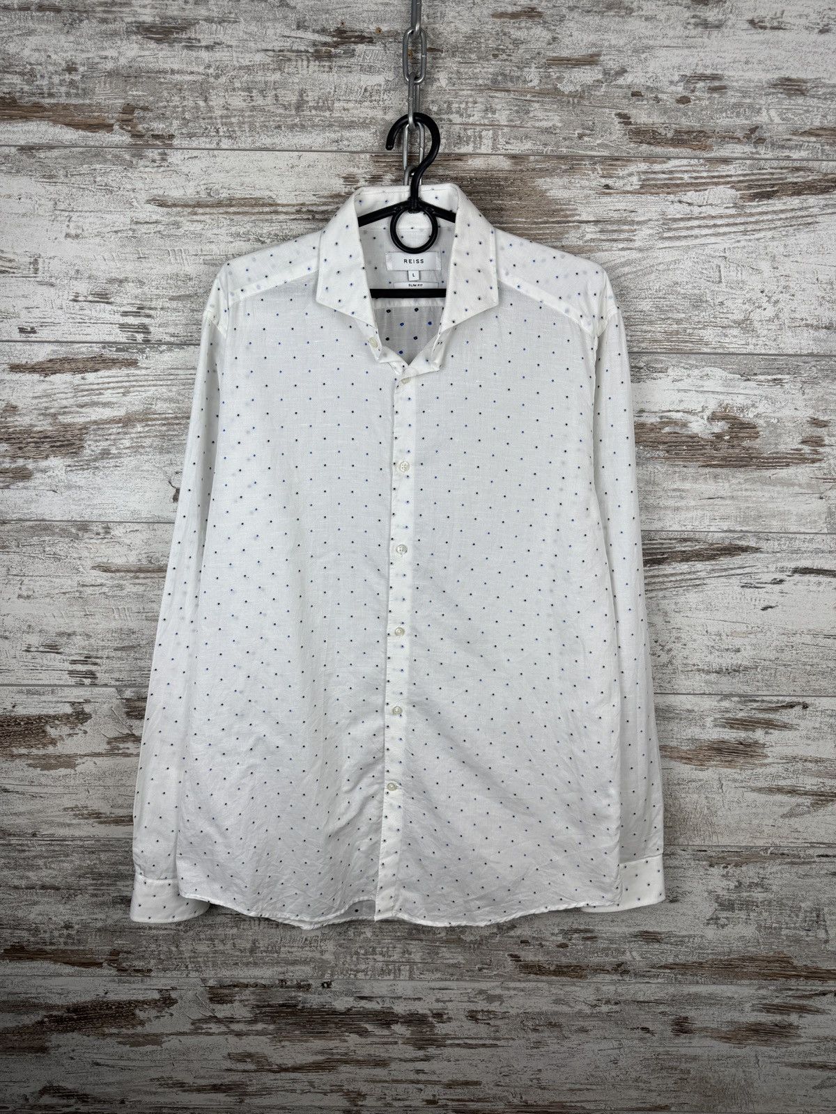 Reiss Mens Reiss shirts button up cotton linen luxury size L Size US L / EU 52-54 / 3 - 2 Thumbnail