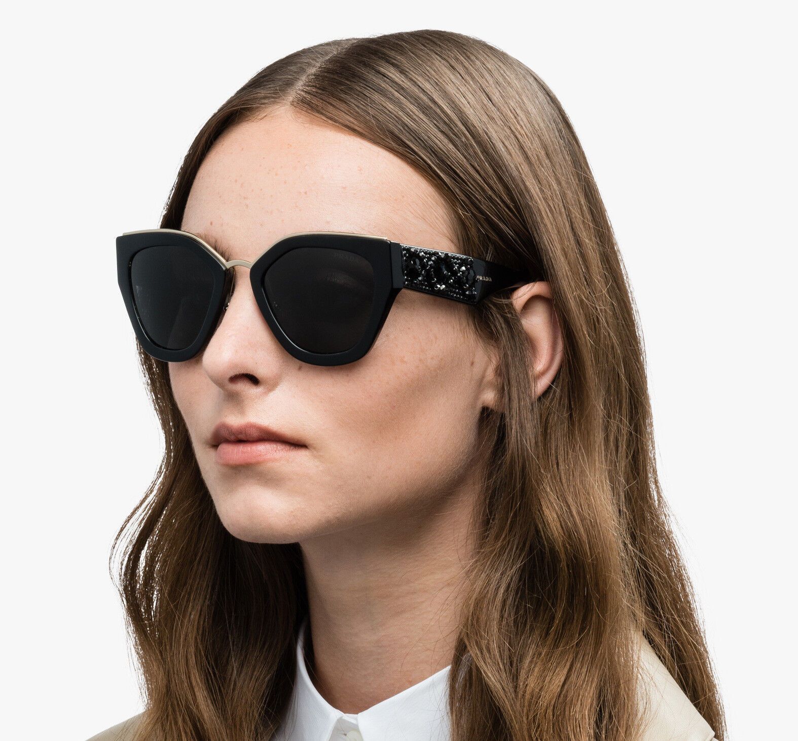 Prada Prada SPR 10T 1AB5S0 Black Cat Eye Women's Sunglasses Size ONE SIZE - 2 Thumbnail