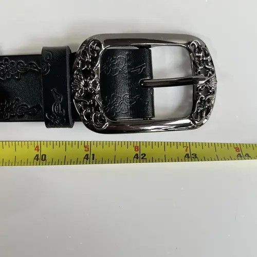 VIBE vintage style american western floral design black belt Size ONE SIZE - 7 Thumbnail