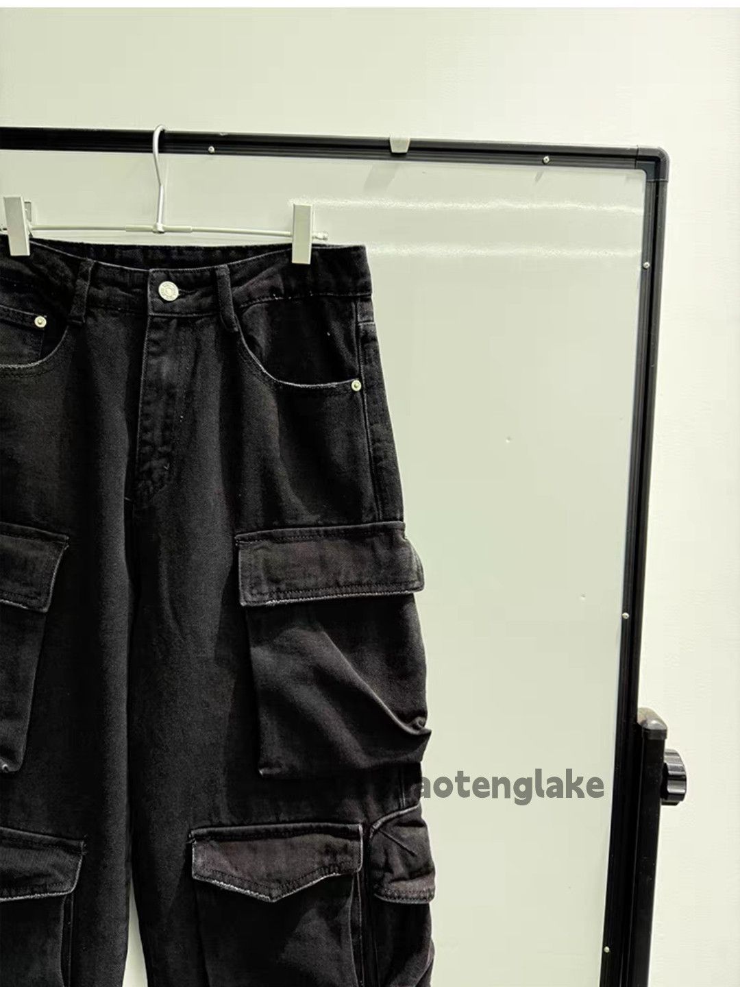 Jean Unisex washed faded loose baggy hiphop cargo jeans Size US 32 / EU 48 - 5 Thumbnail