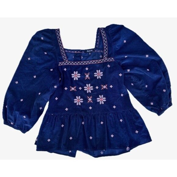 Madewell Embroidered Corduroy Button-Back Navy Blue S Size S / US 4 / IT 40 - 1 Thumbnail