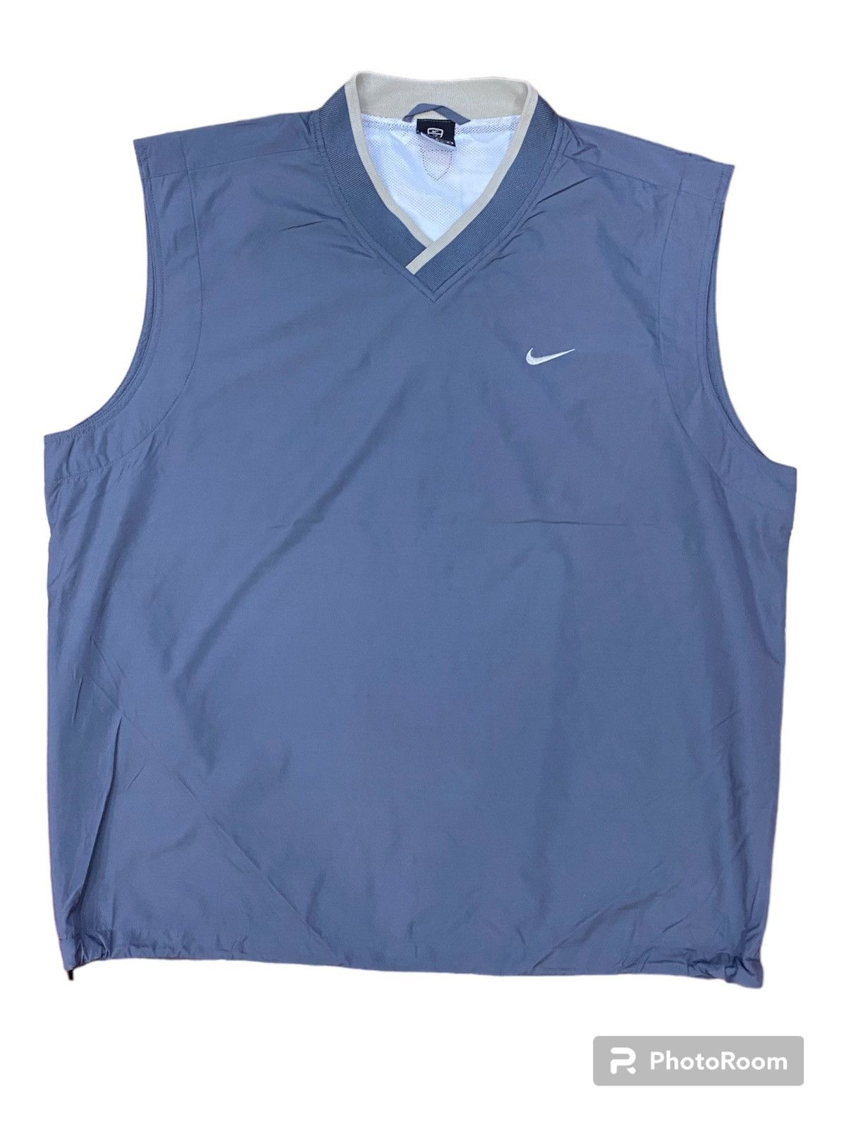 Nike Golf V-neck warm-up vest, men's size XL polyester unbleached Vintage Second Hand