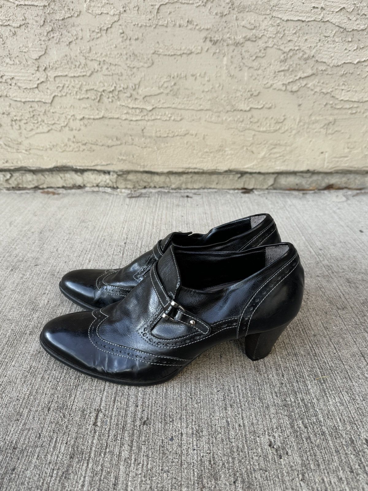 Other BLACK ARNOLD CHURGIN HIGH HEEL LEATHER LOAFERS Size US 8.5 / IT 38.5 - 1 Thumbnail