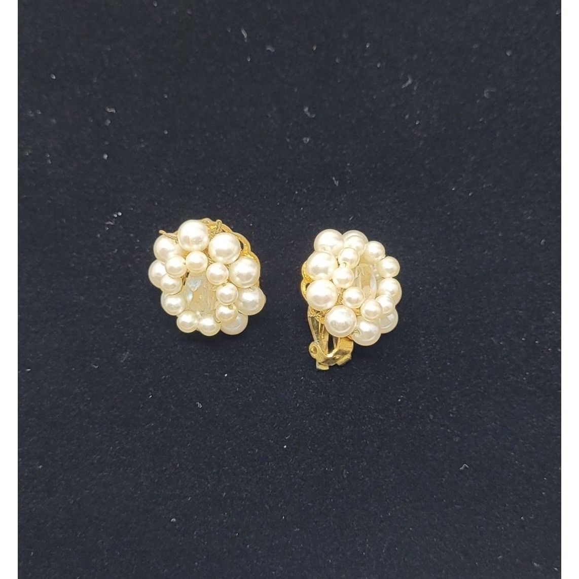 Vintage Vtg 50s Signed Japan Gold Tone Faux Pearl Clip-On Earrings Size ONE SIZE - 8 Thumbnail