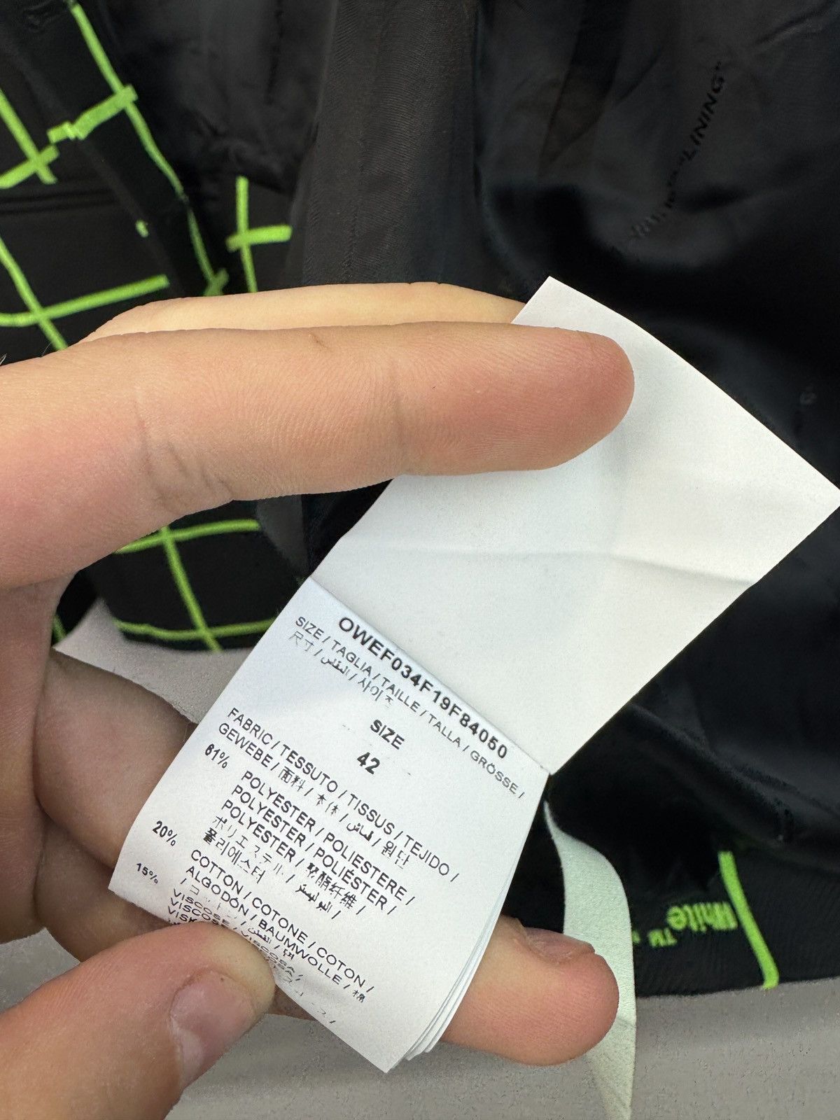 Off-White Off-White c/o Virgil Abloh "Flock"Neon Checked Fitted Jacket Size M / US 6-8 / IT 42-44 - 9 Thumbnail