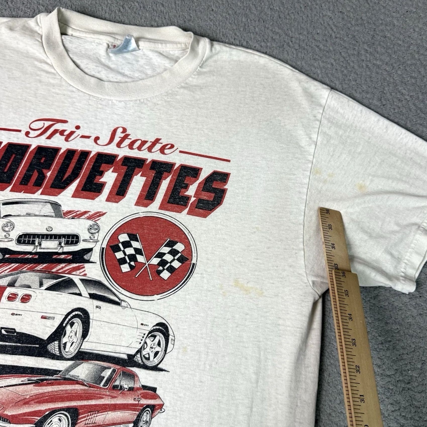 Hanes VINTAGE Corvette Shirt Mens L White 90s Cars Classic Tee Size US L / EU 52-54 / 3 - 6 Thumbnail
