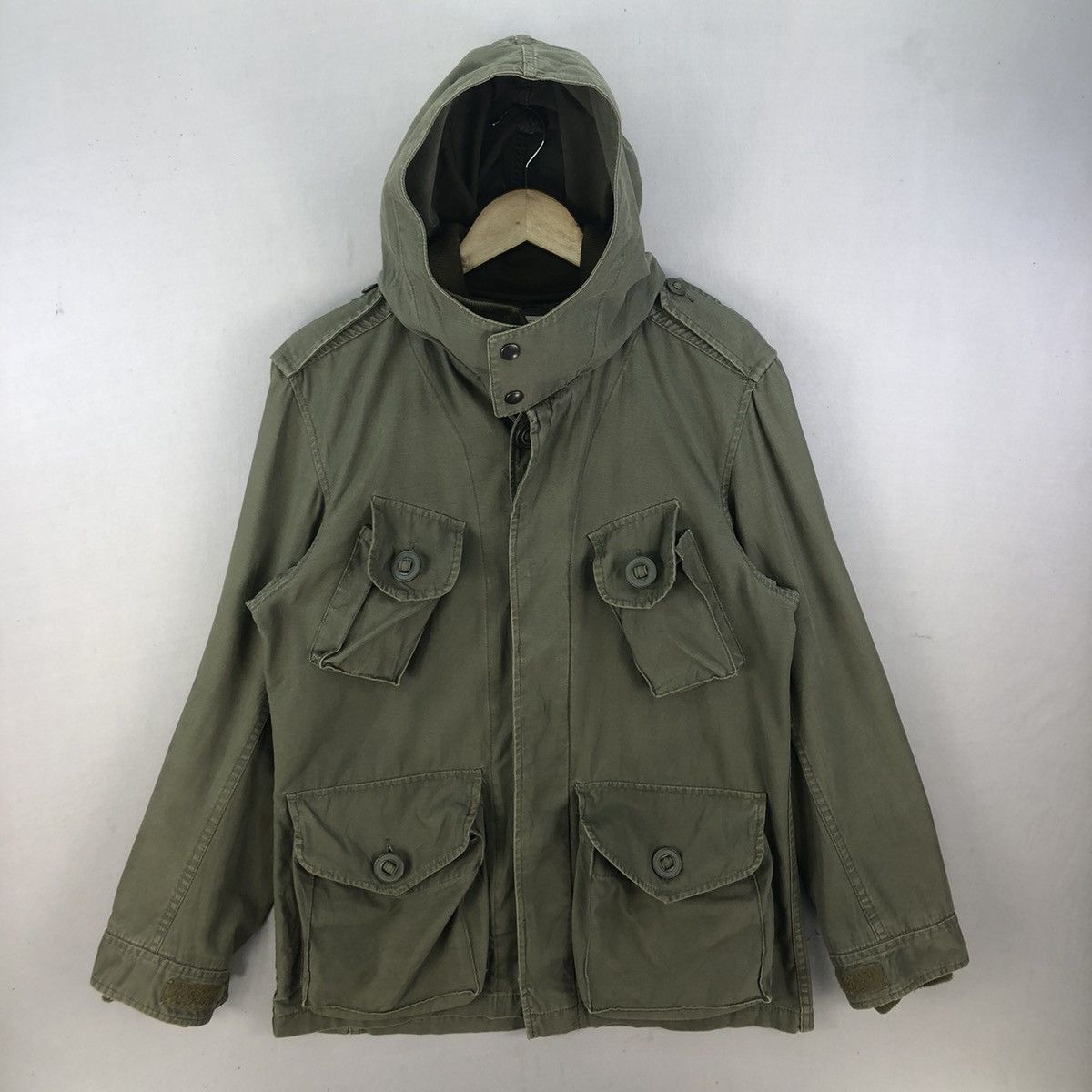 Japanese Brand Vintage Back Number Army Utility Slant Pocket Jacket Size US S / EU 44-46 / 1 - 1 Thumbnail