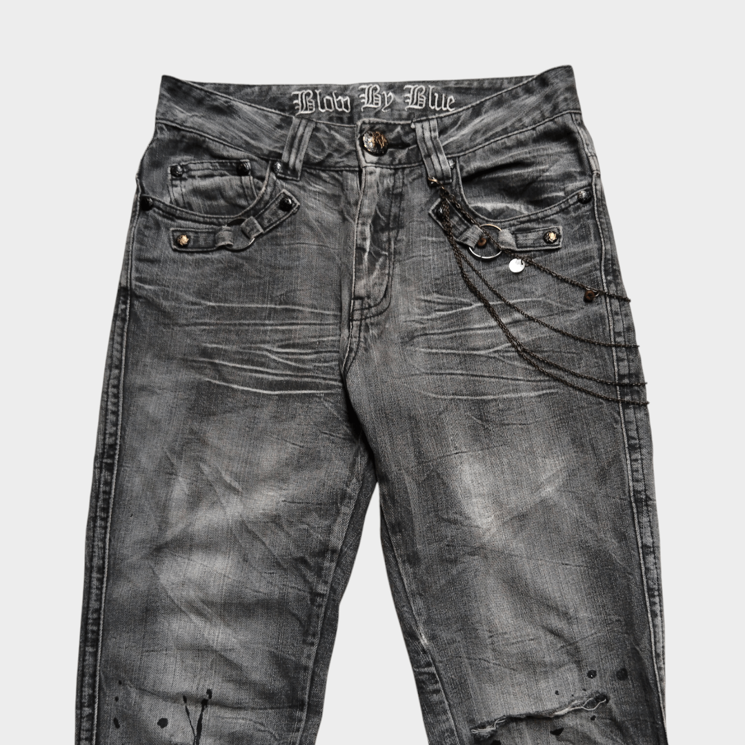 14th Addiction × If Six Was Nine × Le Grande Bleu (L.G.B.) Blood by blue whisker effect splatter jean Size US 30 / EU 46 - 3 Thumbnail