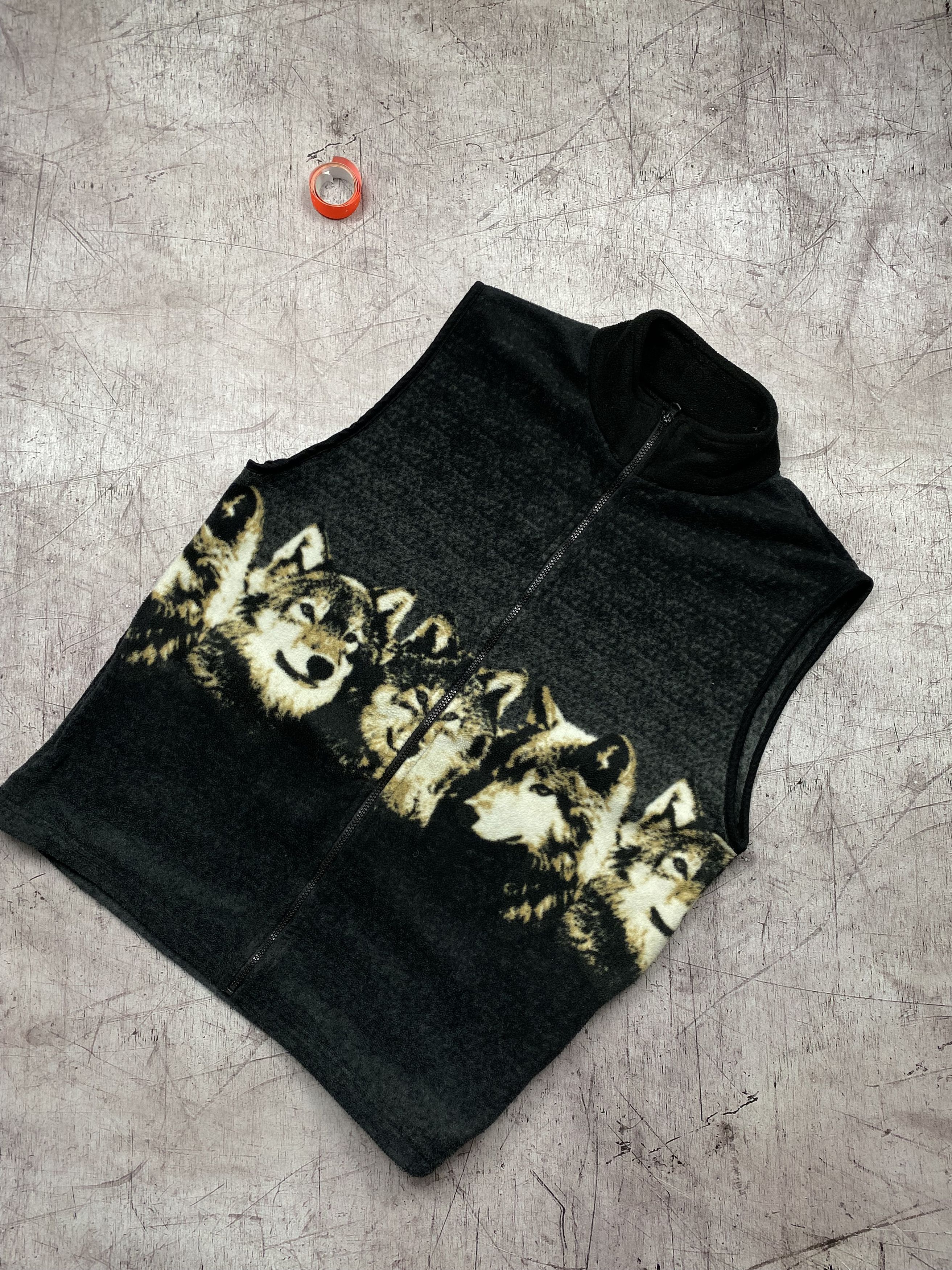 Vintage Vintage Animal Fleece Vest y2k Wolf Size US XL / EU 56 / 4 - 1 Thumbnail