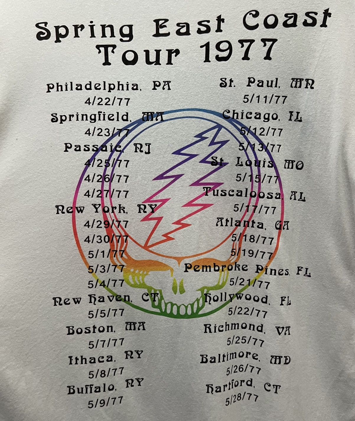 Band Tees × Grateful Dead ROCK BAND GRATEFUL DEAD SPRING EAST COAST TOUR 1977 SHIRT Size US L / EU 52-54 / 3 - 4 Thumbnail