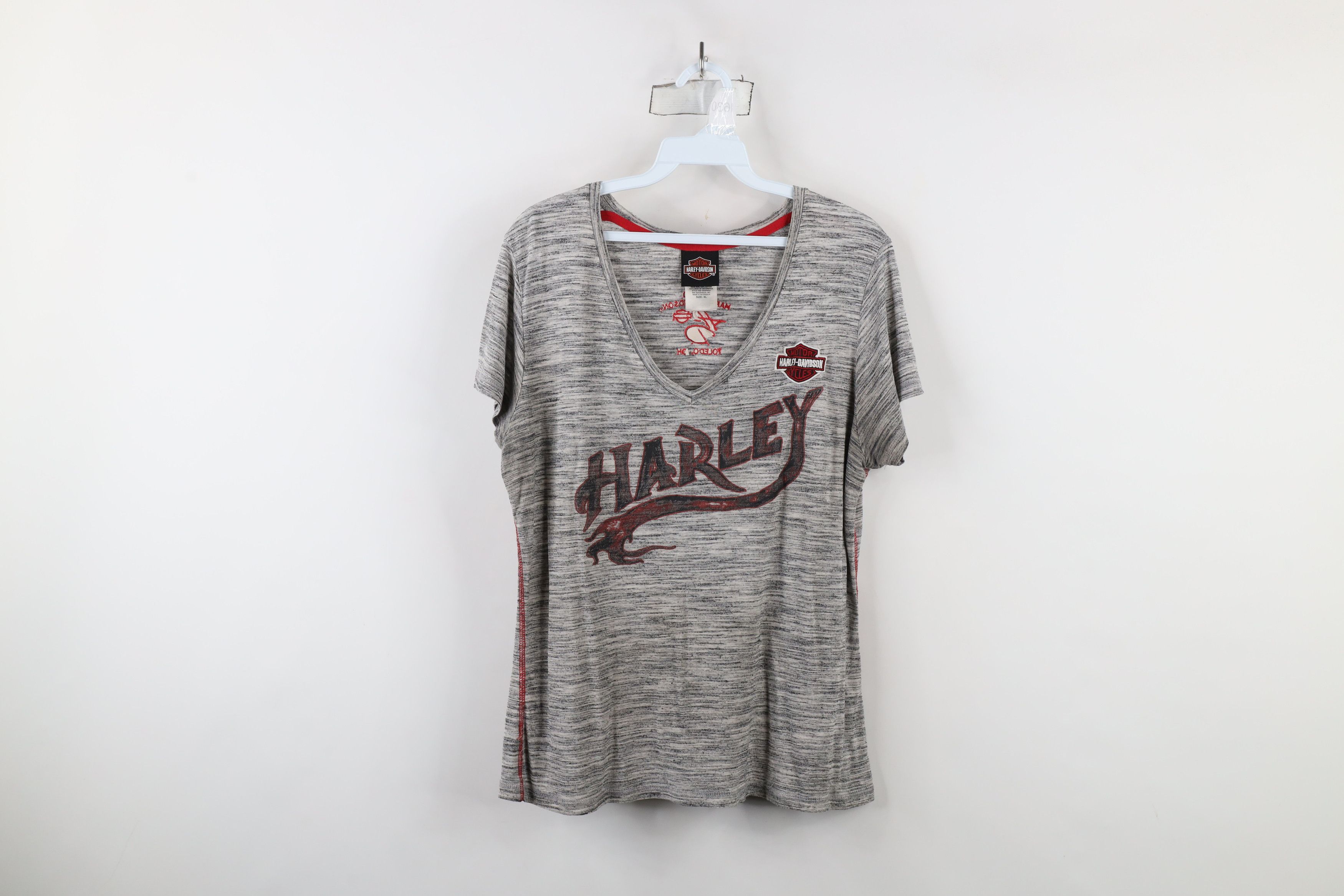 Harley Davidson × Vintage Vintage Y2K Harley Davidson Fire Flames Jersey Knit T-Shirt Size XL / US 12-14 / IT 48-50 - 1 Thumbnail