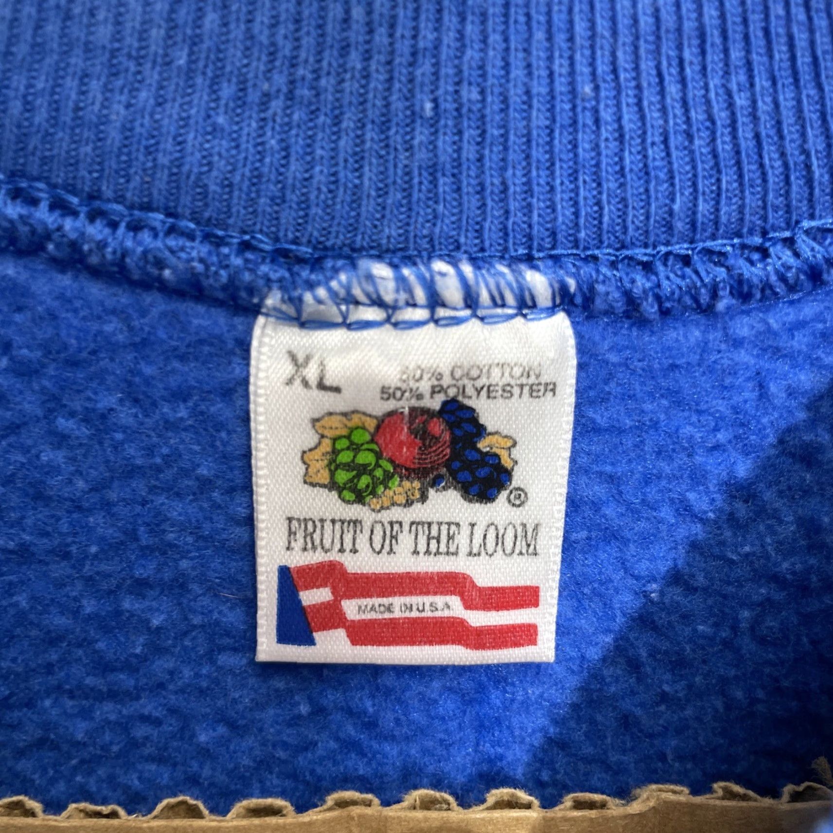 Fruit Of The Loom VINTAGE Fruit of the Loom Sweatshirt Crewneck Blue XL Men Pullover Fleece Heavyweight 90s 80s Blank Size US XL / EU 56 / 4 - 2 Thumbnail