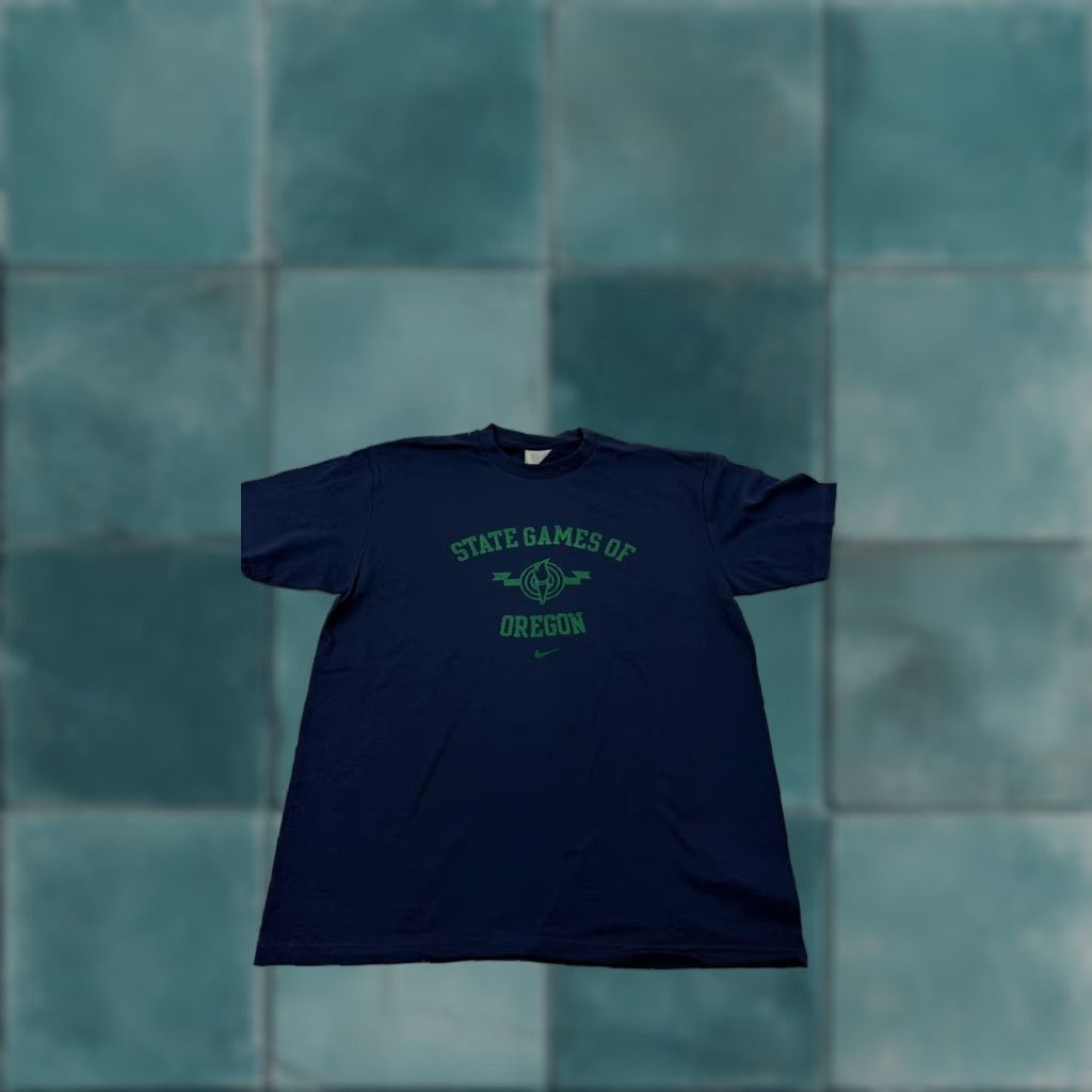 Nike VINTAGE Nike Shirt Men S Navy Blue State Games of Oregon 04 Graphic Tee 2000s Mens Size US S / EU 44-46 / 1 - 1 Thumbnail