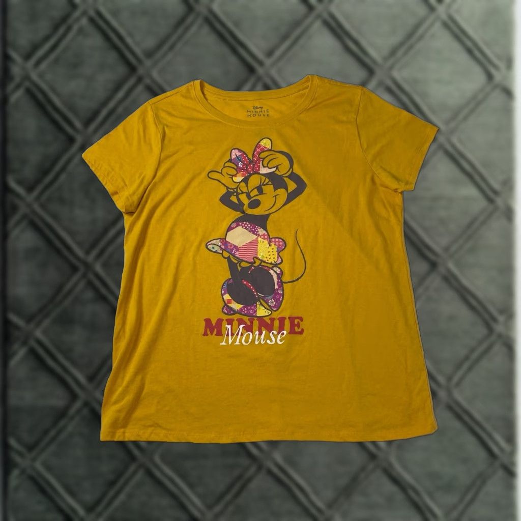 Disney VINTAGE Disney T Shirt Women’s L Minnie Mouse Graphic Yellow Round Neck Top Tee Size L / US 10 / IT 46 - 1 Thumbnail