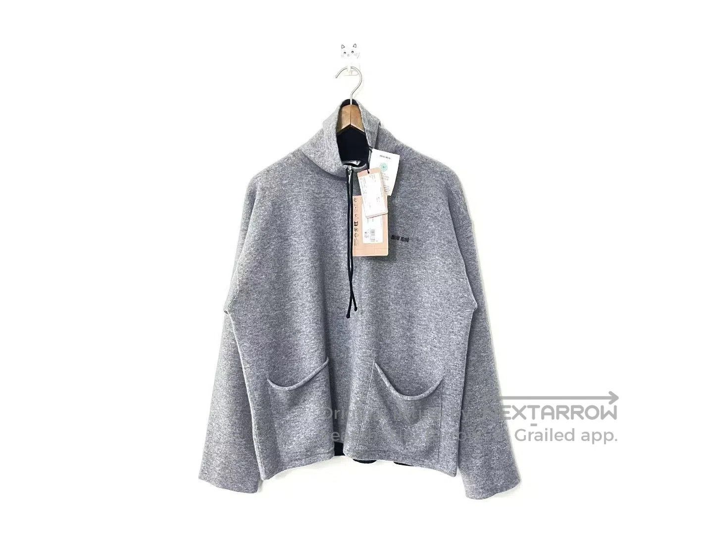 Miu Miu gray cashmere half-zip sweater jacket. Size S / US 4 / IT 40 - 1 Thumbnail