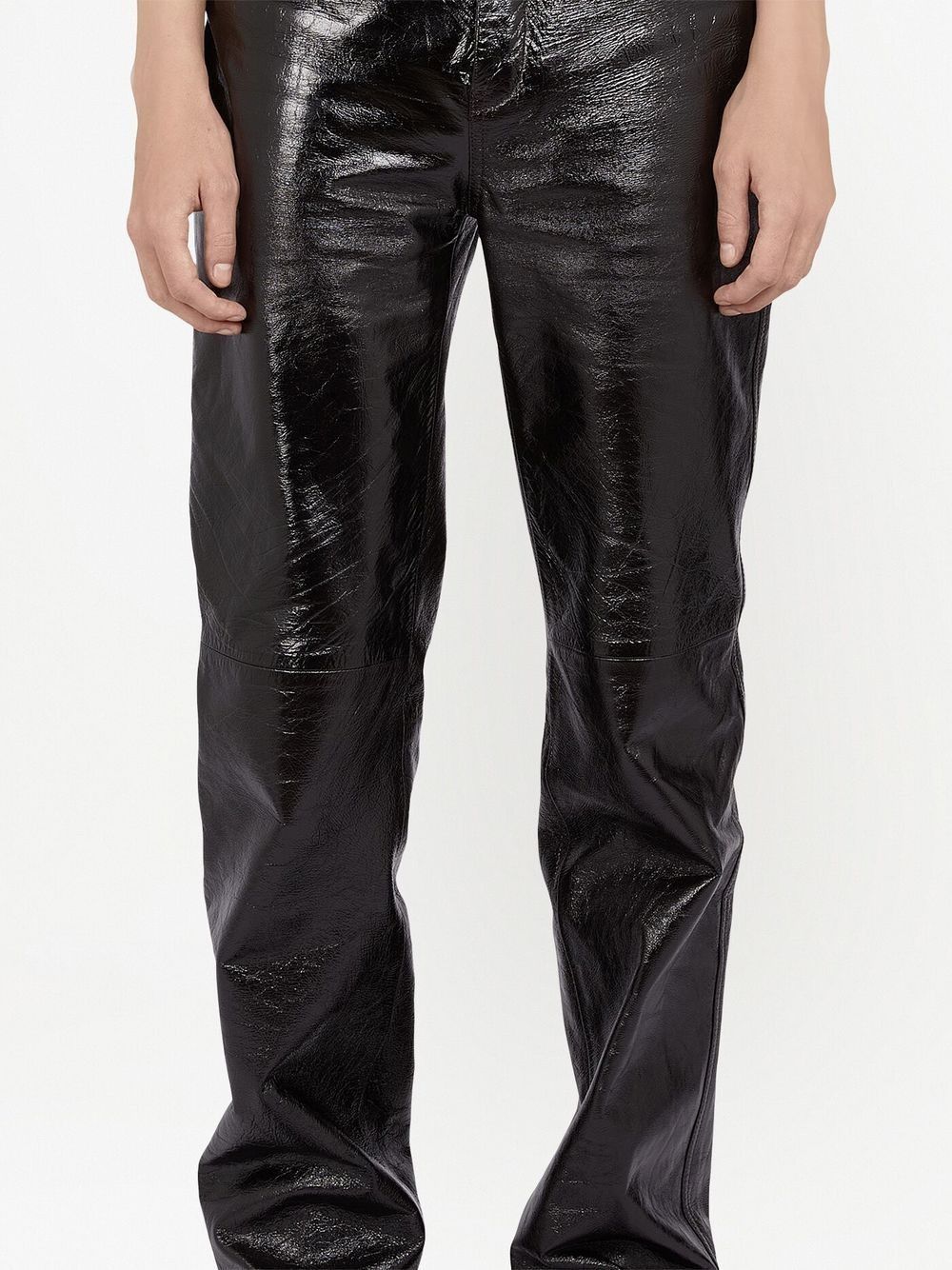 Gucci o1s1wg110225 Shiny Soft Leather Pant in Black Size US 32 / EU 48 - 3 Thumbnail