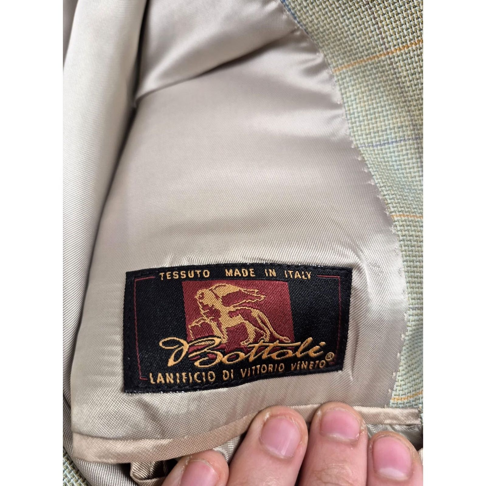 Vintage VINTAGE RobeRto Zanieri Blazer Mens 42L Beige Wool Plaid Sport Coat Made Italy Jacket Size 42R - 7 Thumbnail