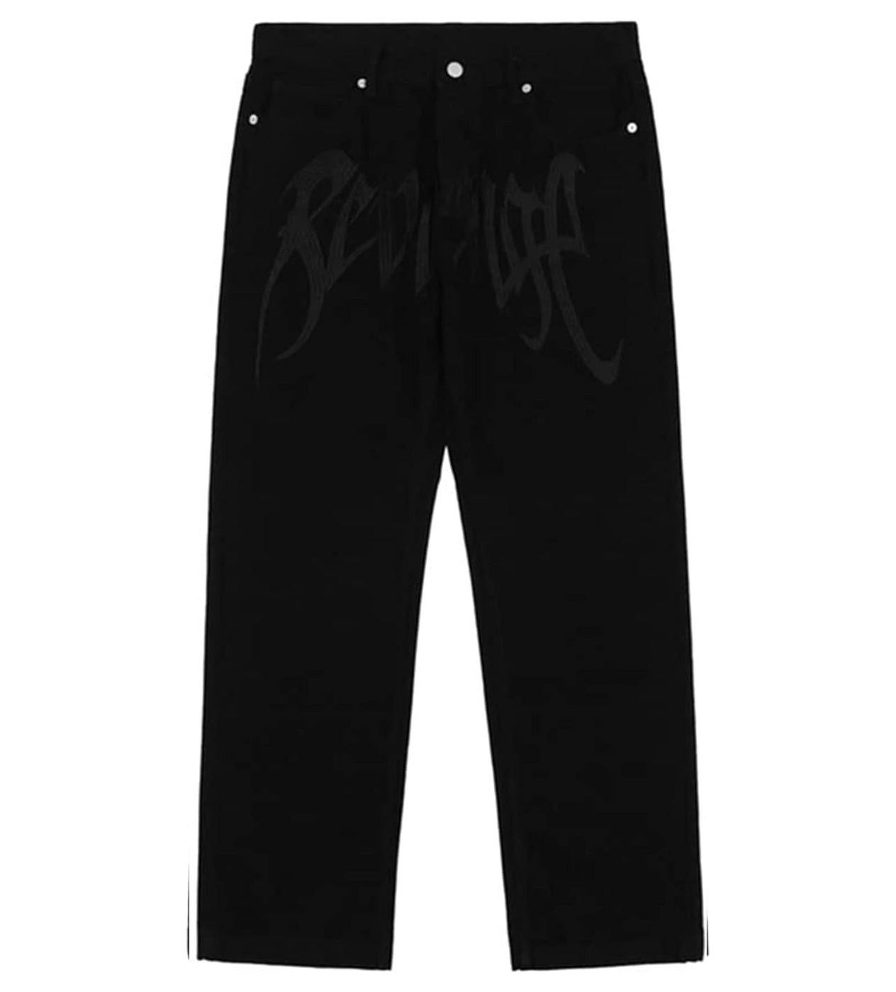 Embroidered Logo Denim Pant Black