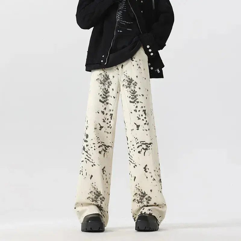 Japanese Brand Retro splashed ink wide leg slightly flared jeans Size US 30 / EU 46 - 2 Thumbnail