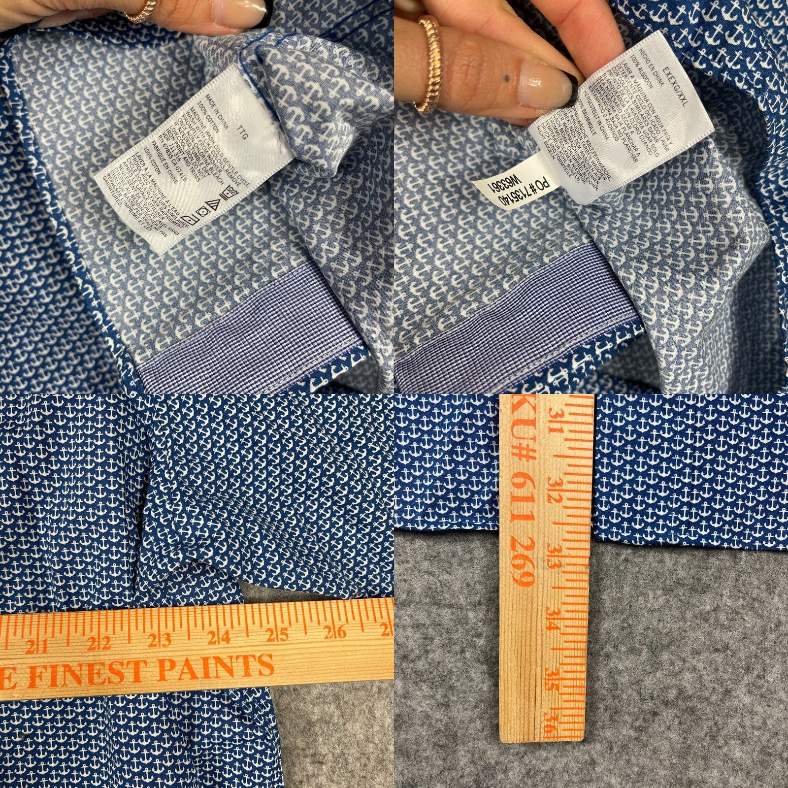 Nautica Nautica NAUTIC Shirt Men's XXL Blue White Anchors Nautical Long Sleeve Button Up Coastal Size US XXL / EU 58 / 5 - 8 Thumbnail