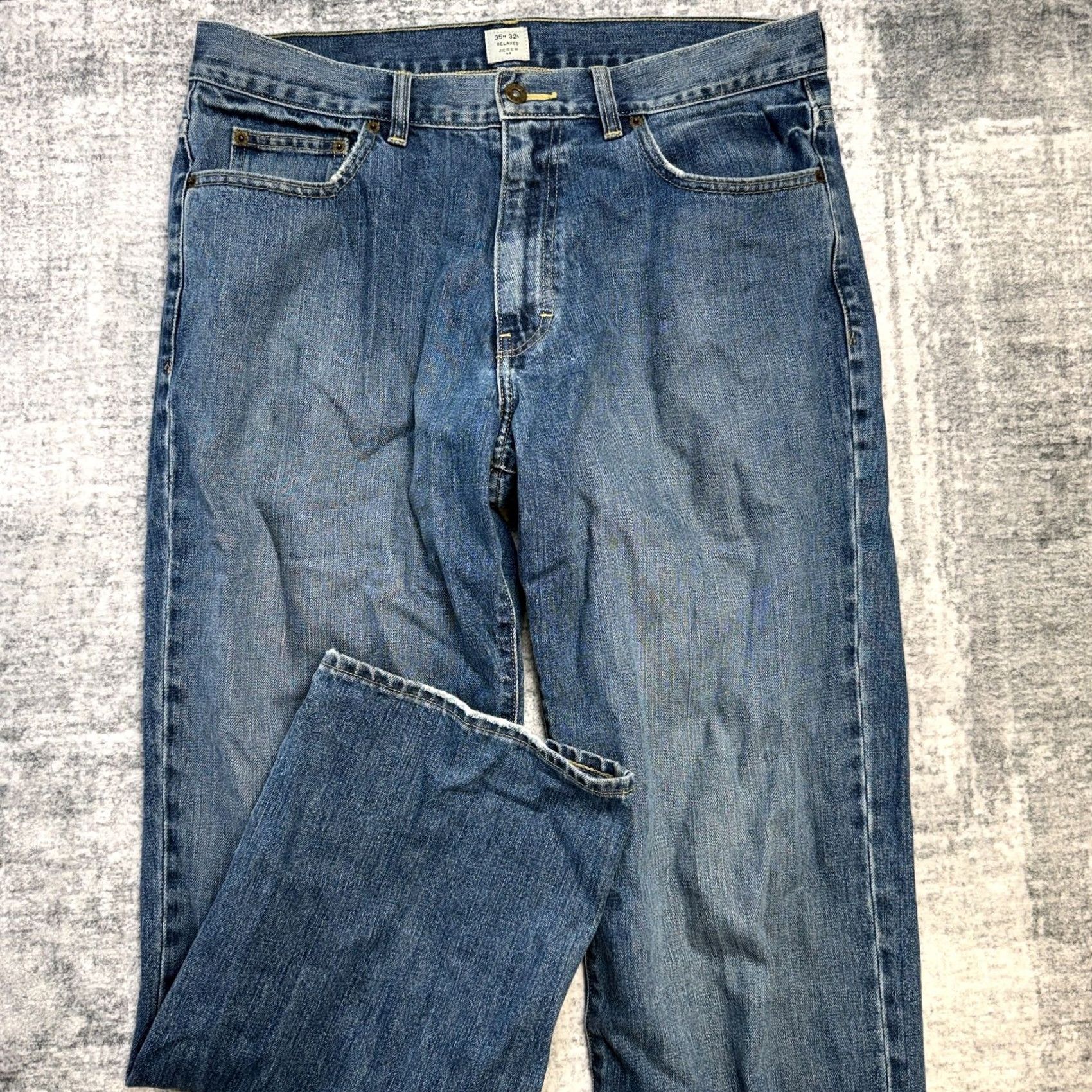J.Crew J.CREW Jeans Mens 35x32 Blue Relaxed Straight Denim Y2K Style Classic 5-Pocket Design Big & Tall Mens Jeans Size US 35 - 2 Thumbnail