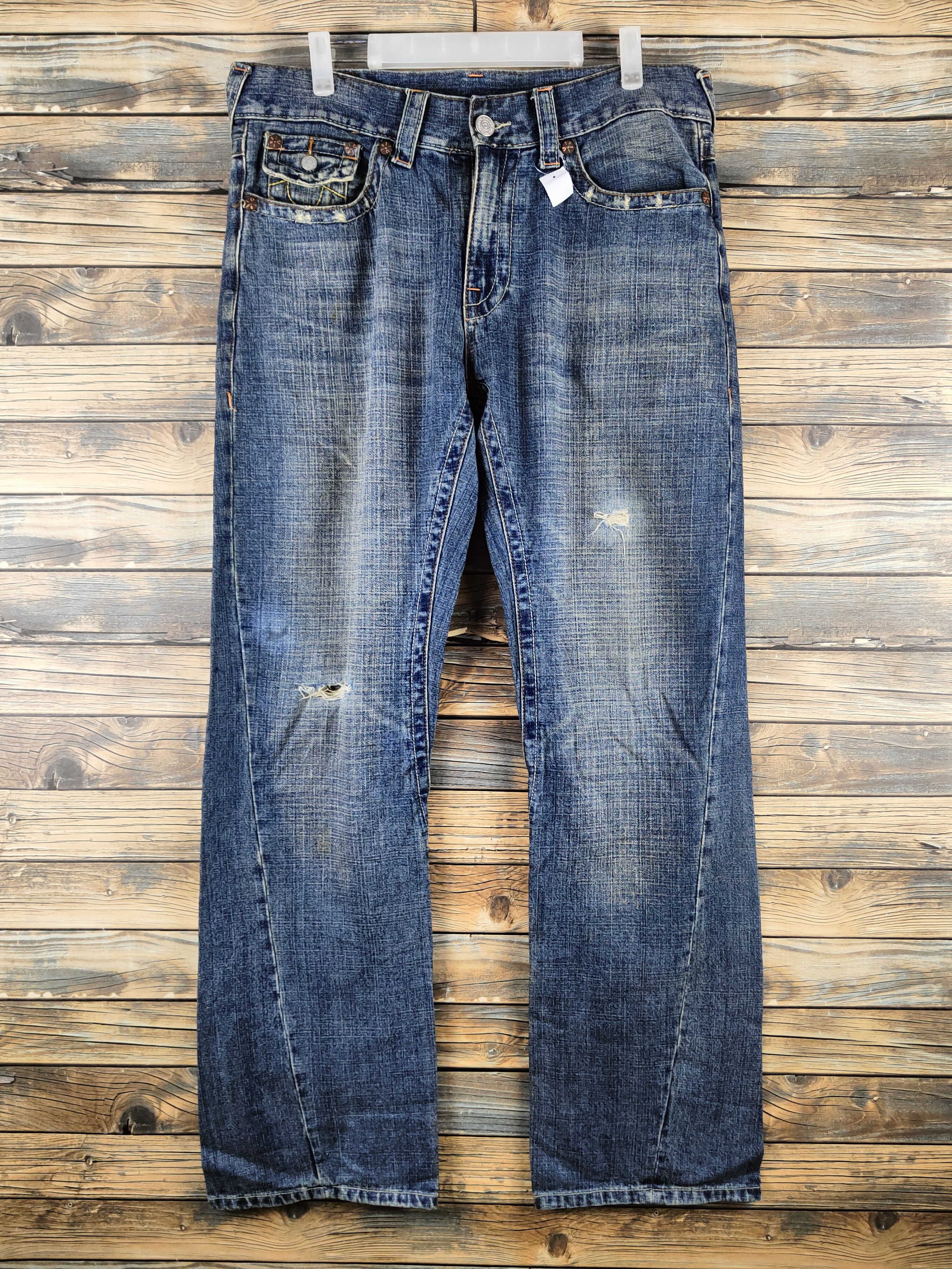 True Religion DL True Religion Blue Distressed Ripped Jeans #46-888 Size US 34 / EU 50 - 1 Thumbnail